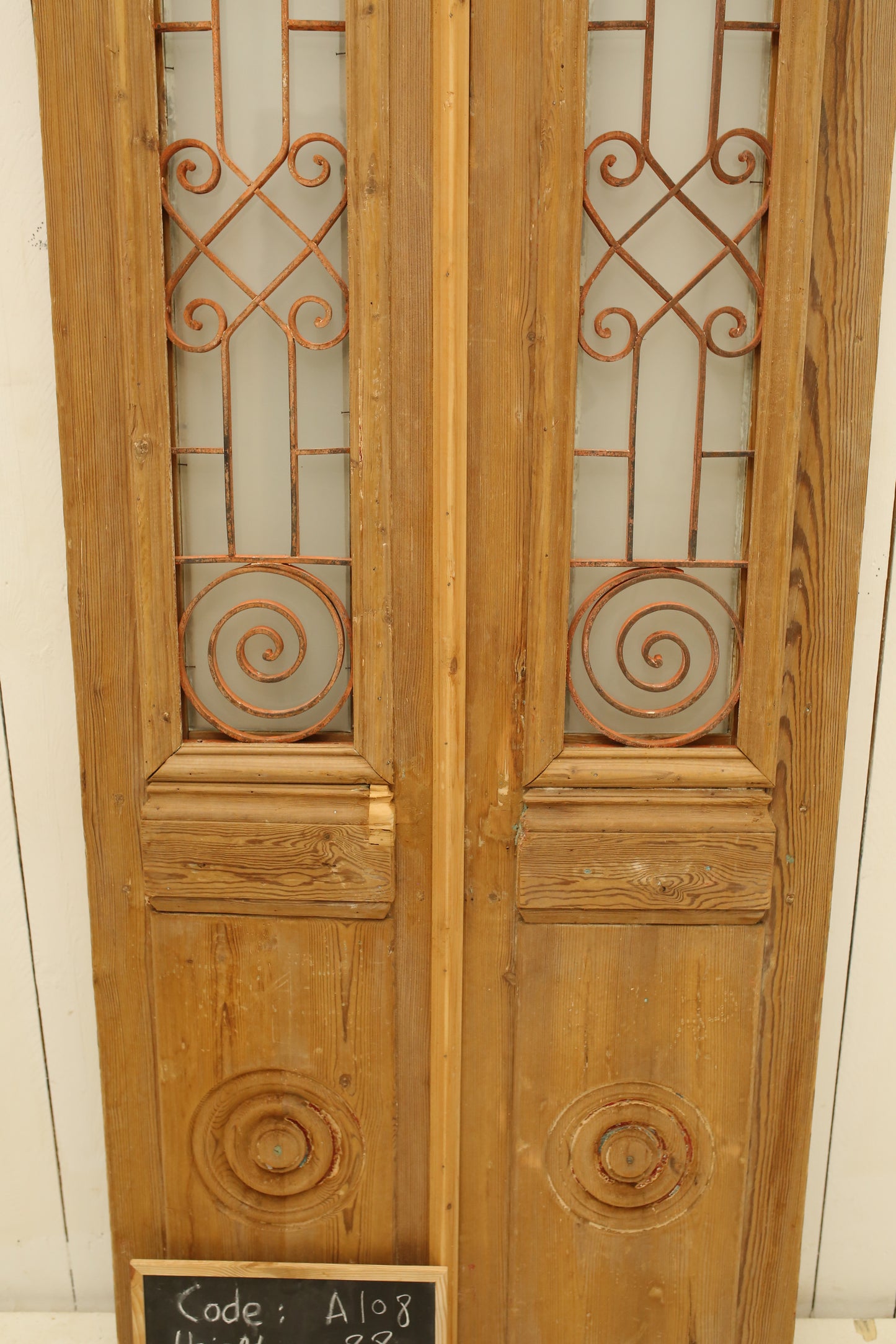 VINTAGE DBL FRENCH METAL DOOR A108