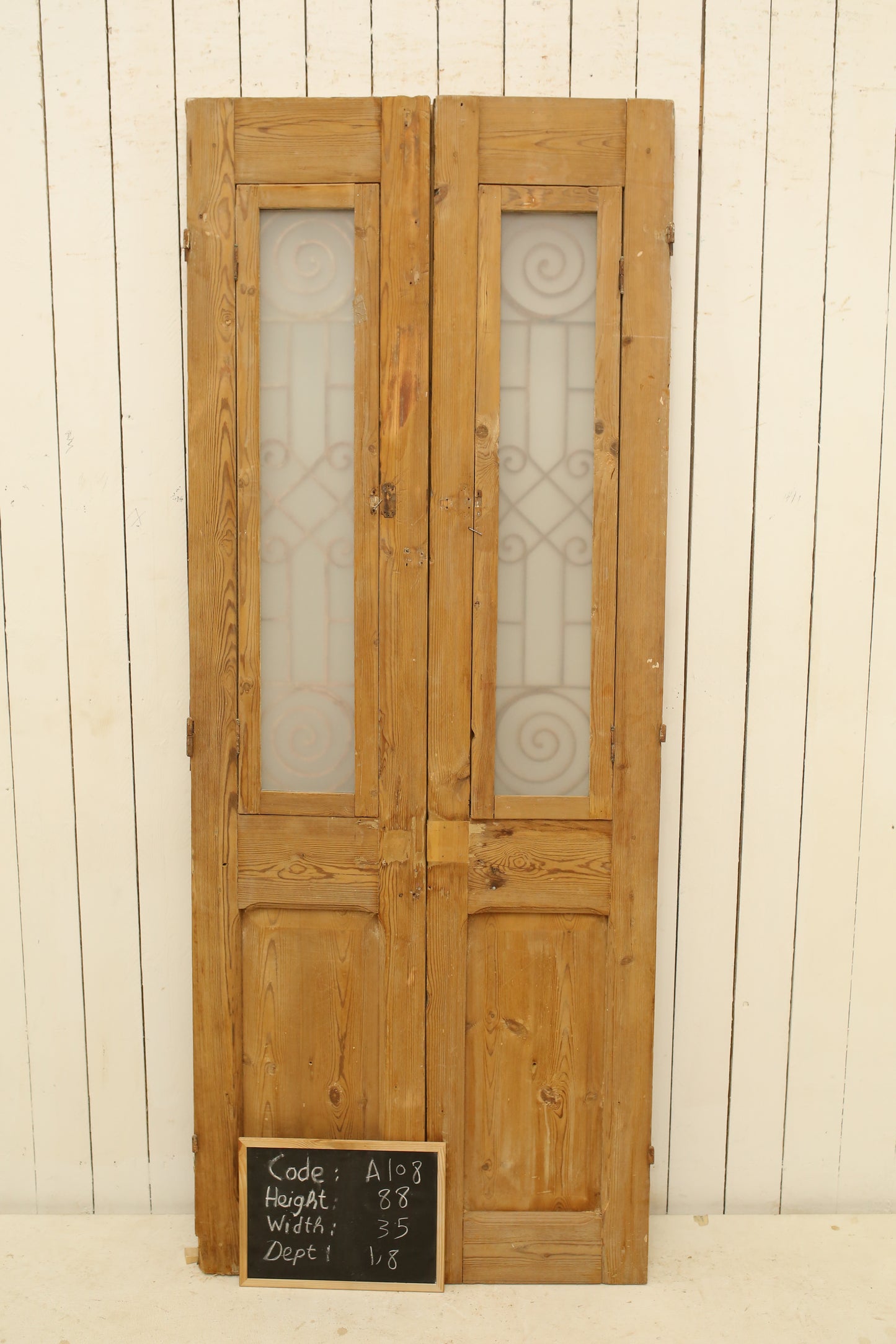 VINTAGE DBL FRENCH METAL DOOR A108