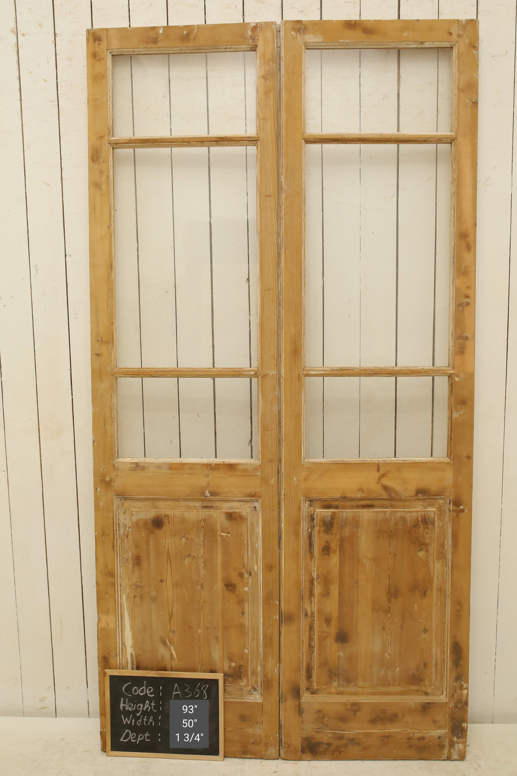 Vintage Double French Glass Doors – 93" H x 50" W – A368