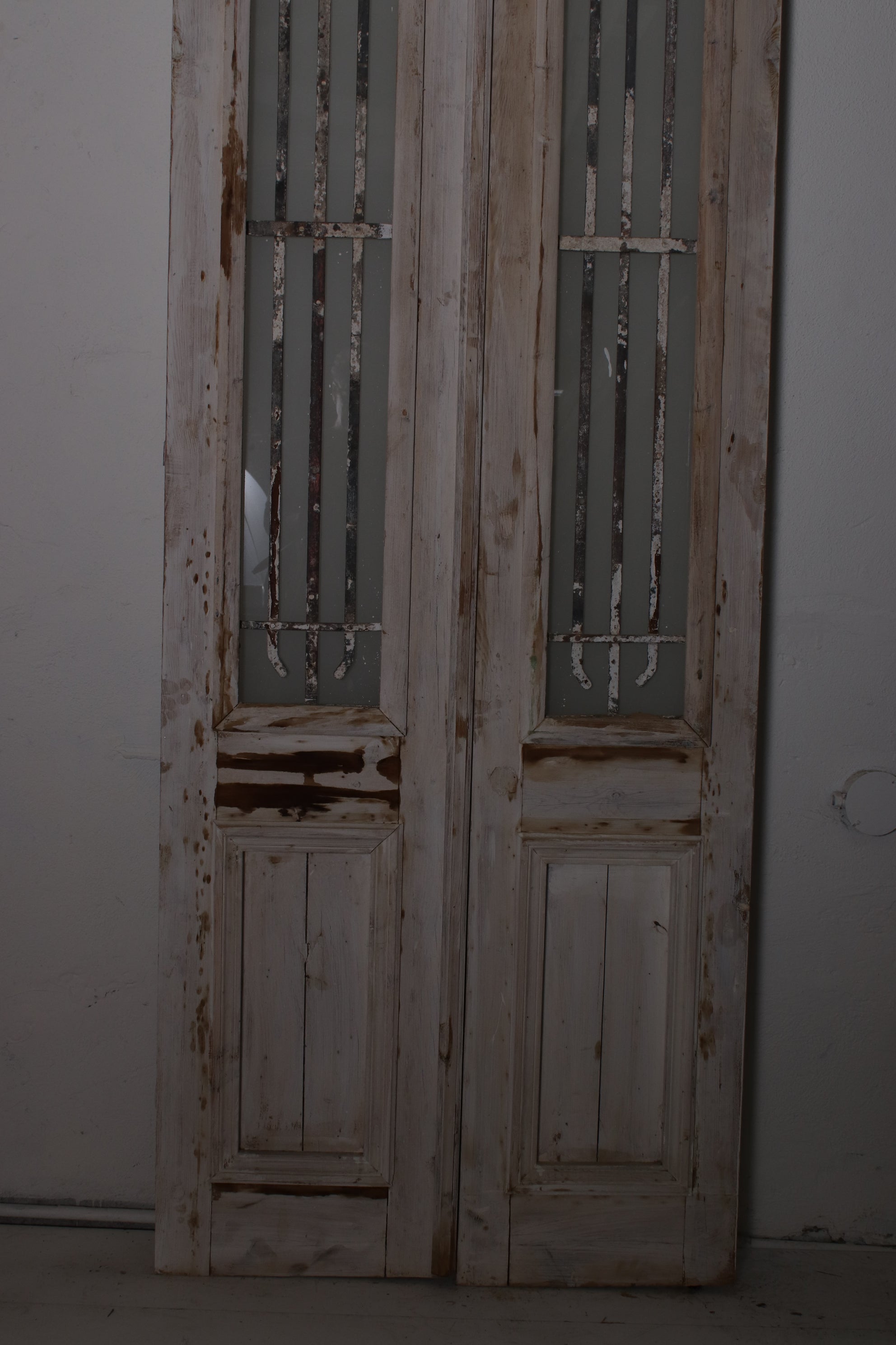 Vintage Double French Doors (with Glass and Metal) - L043