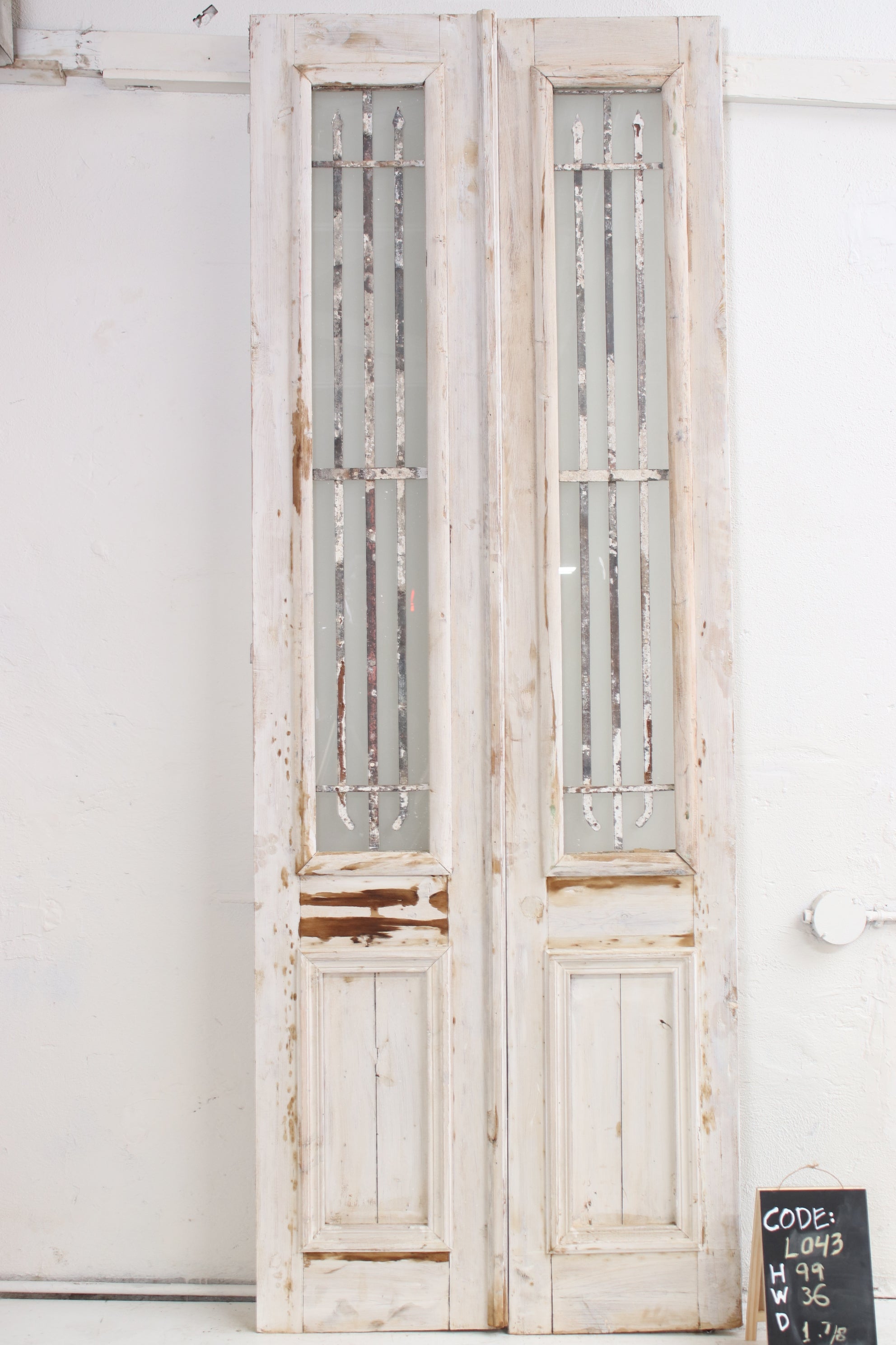 Vintage Double French Doors (with Glass and Metal) - L043