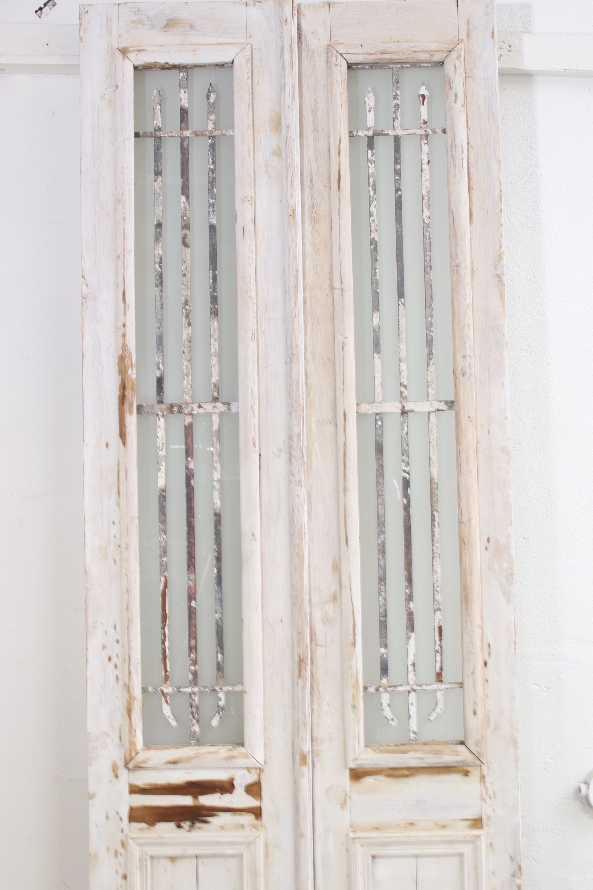 Vintage Double French Doors (with Glass and Metal) - L043