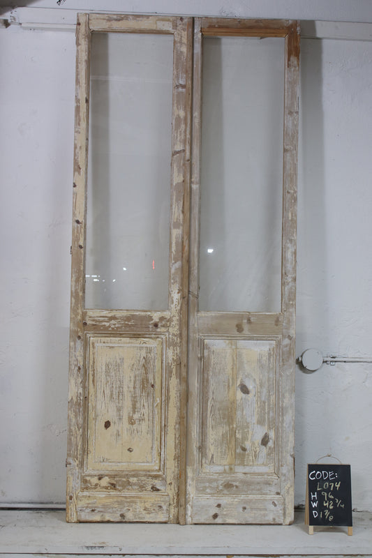 VINTAGE DBL FRENCH  GLASS DOOR L074