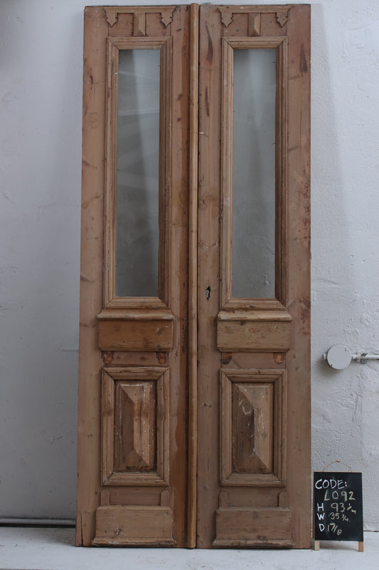 VINTAGE DBL FRENCH  GLASS DOOR L092