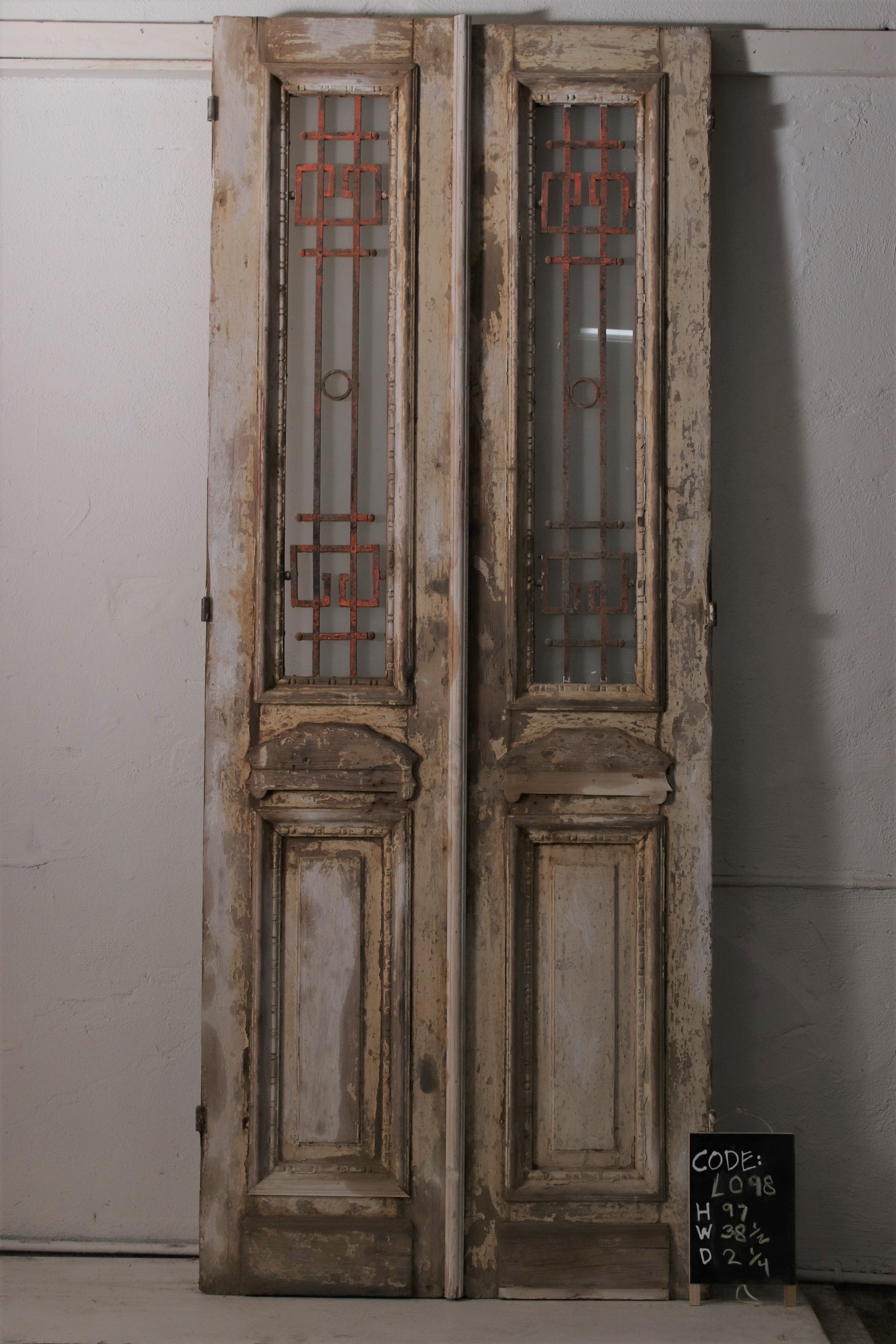 Vintage Double French Doors (with Glass and Metal) - L098