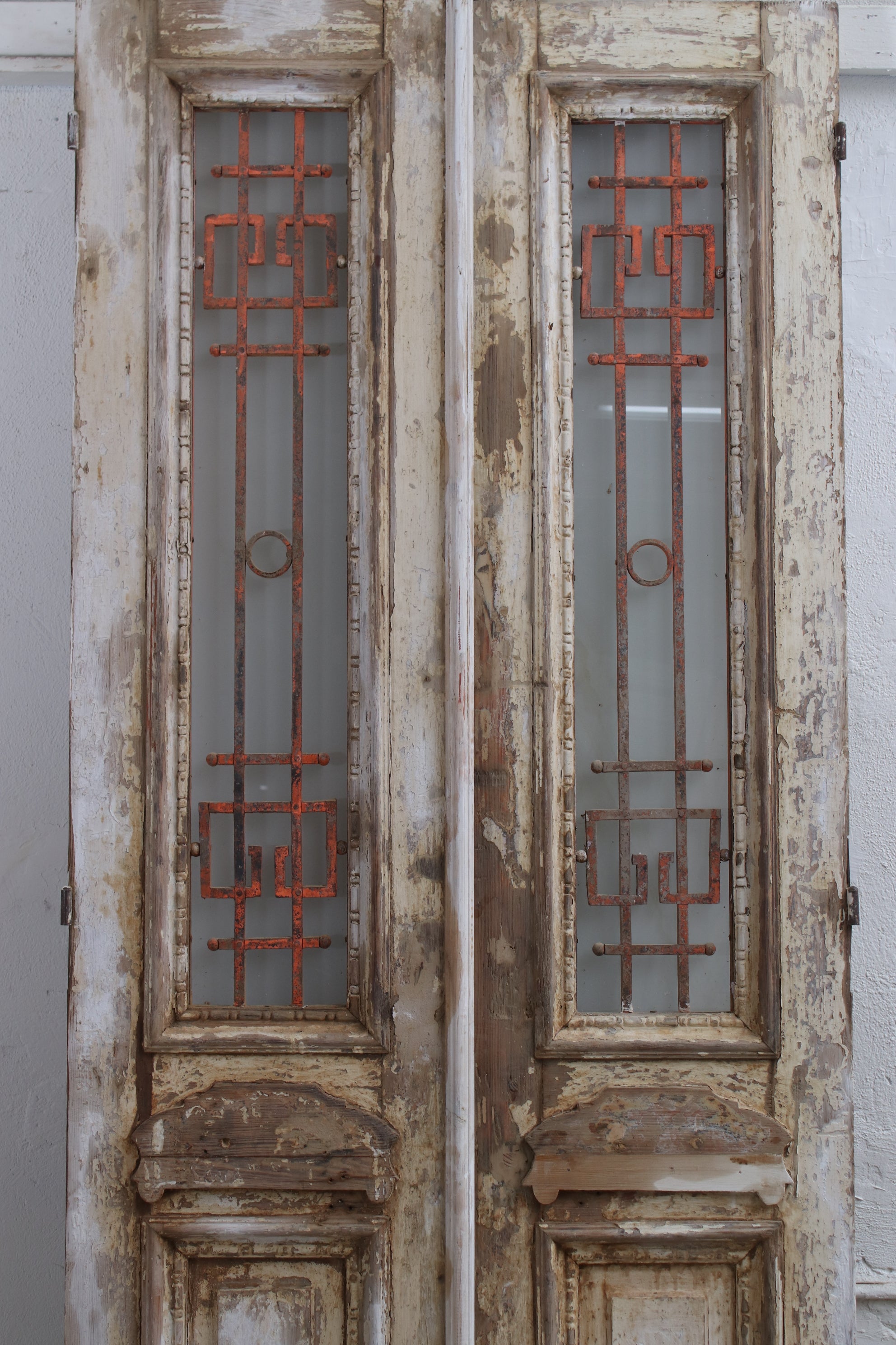 Vintage Double French Doors (with Glass and Metal) - L098