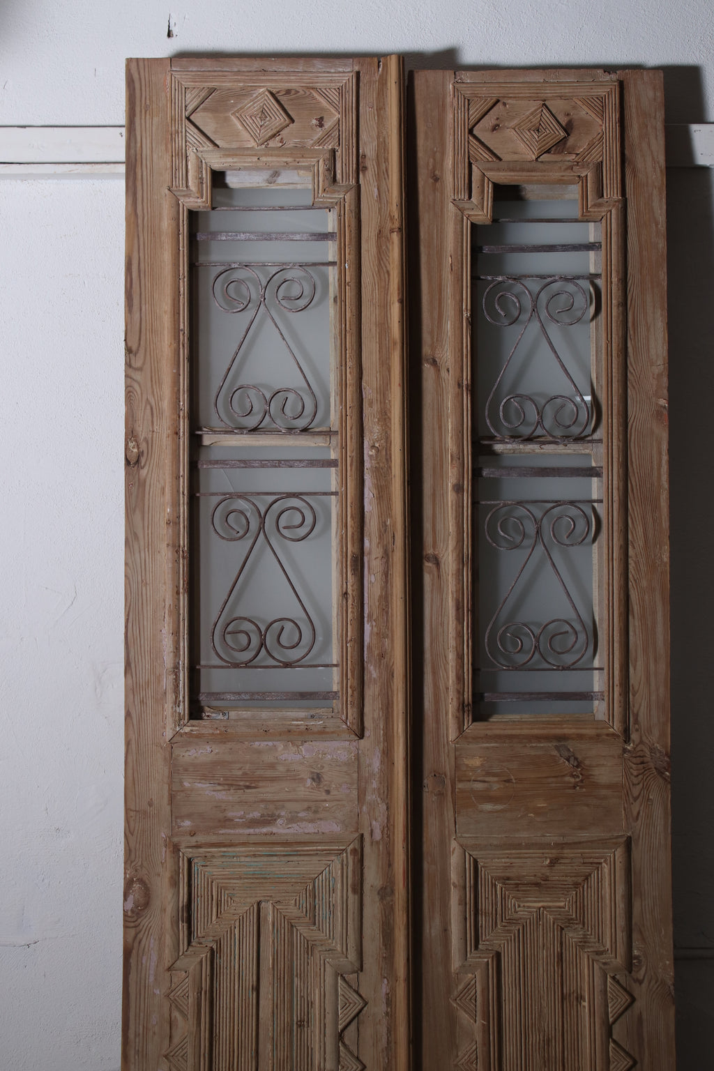 Vintage Double French Glass and Metal Doors – 101.25" H x 42.25" W – L110