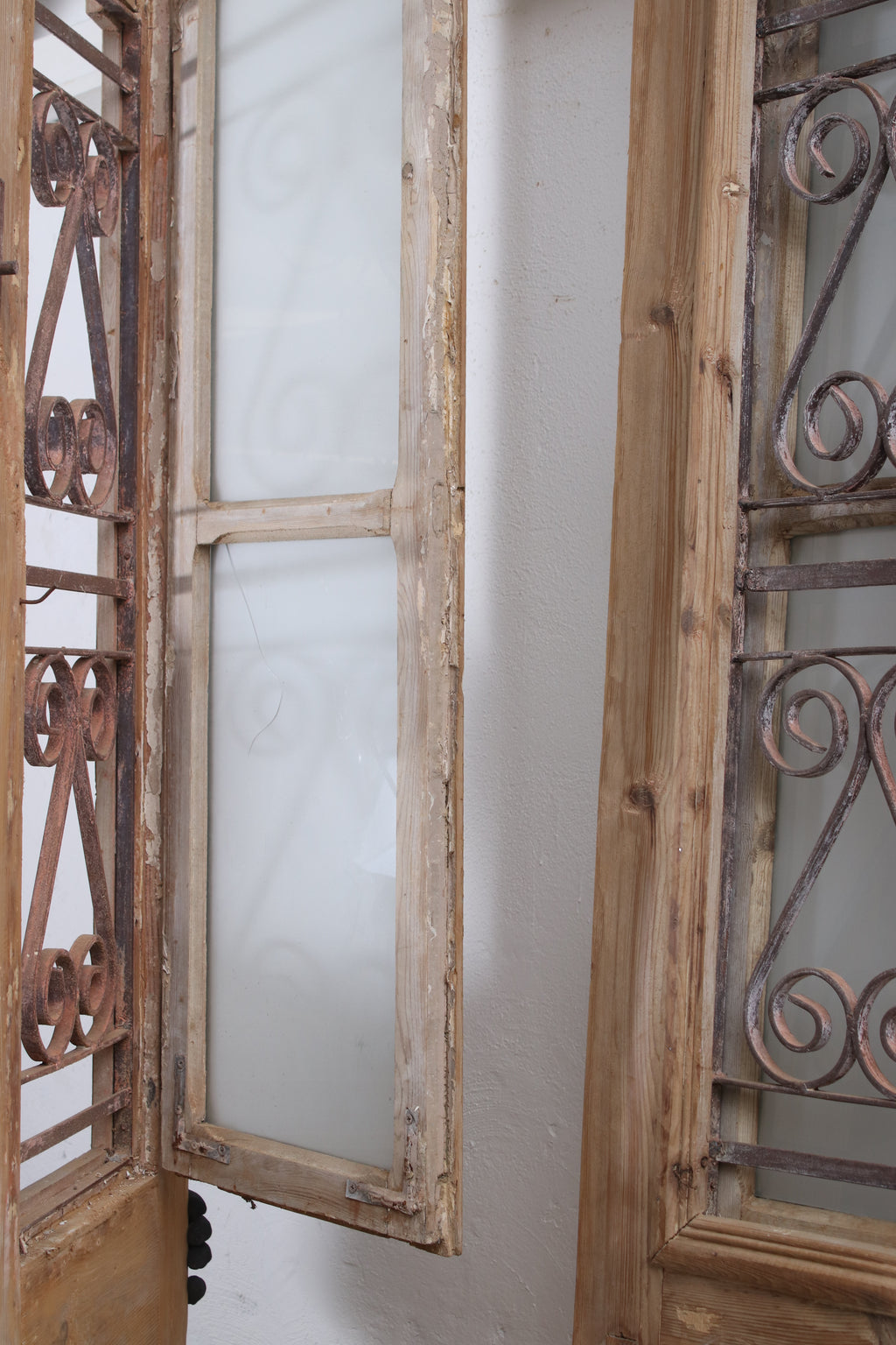 Vintage Double French Glass and Metal Doors – 101.25" H x 42.25" W – L110