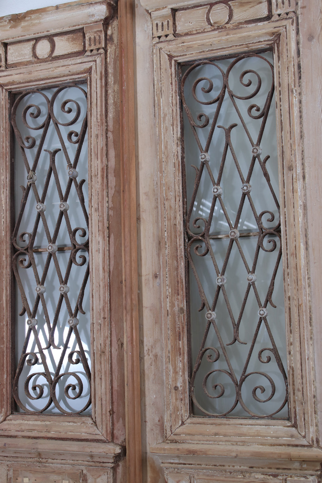 Vintage Double French Glass and Metal Doors – 101" H x 49.75" W – L111