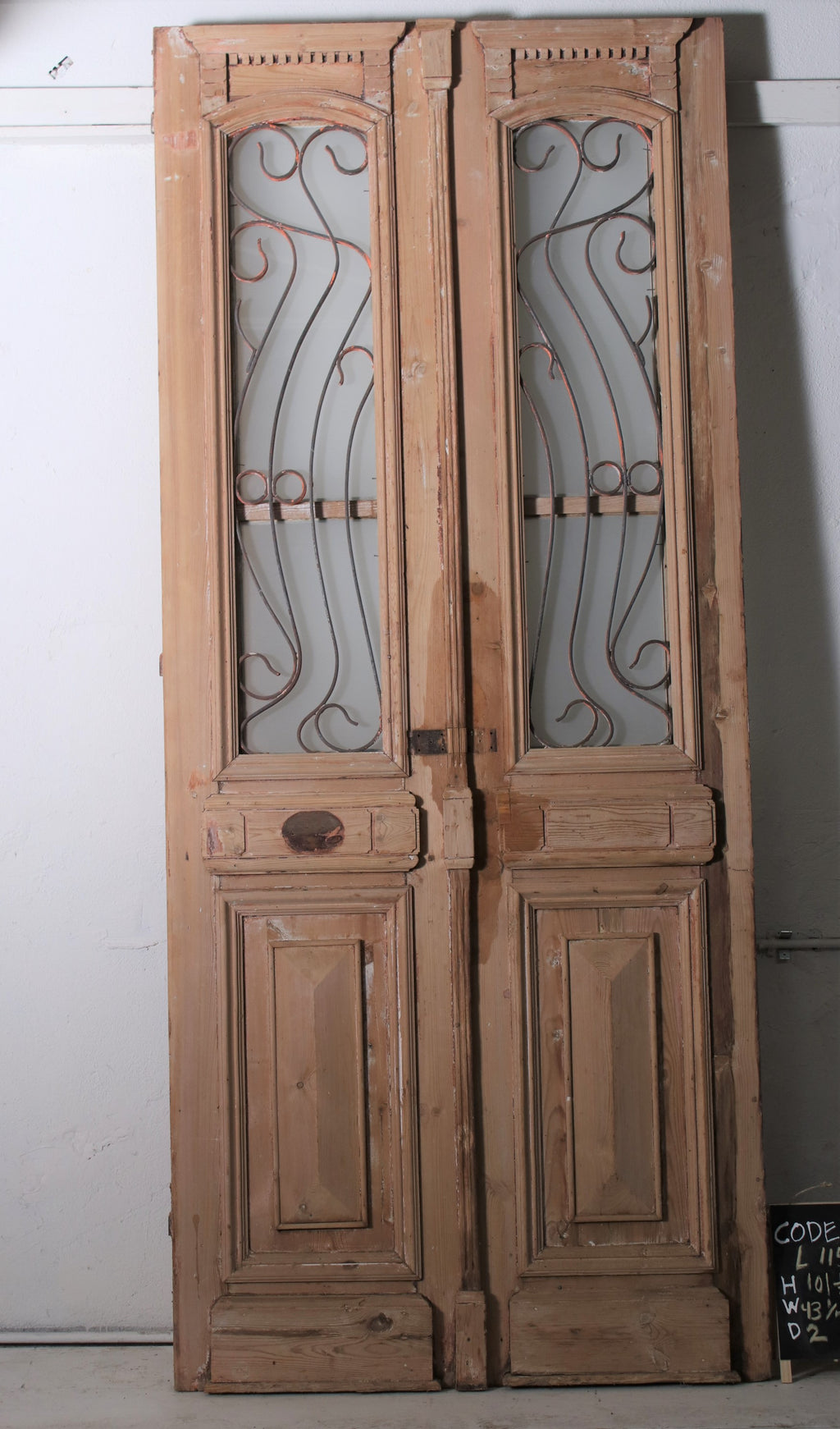 Vintage Double French Glass and Metal Doors – 101.5" H x 43.25" W – L115