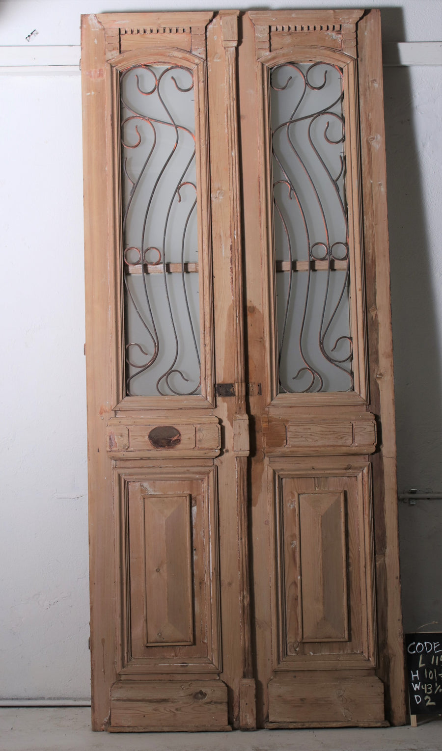 Vintage Double French Glass and Metal Doors – 101.5" H x 43.25" W – L115