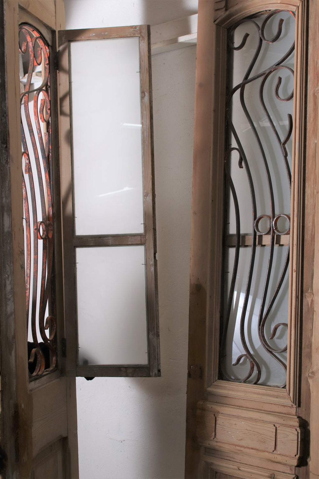 Vintage Double French Glass and Metal Doors – 101.5" H x 43.25" W – L115