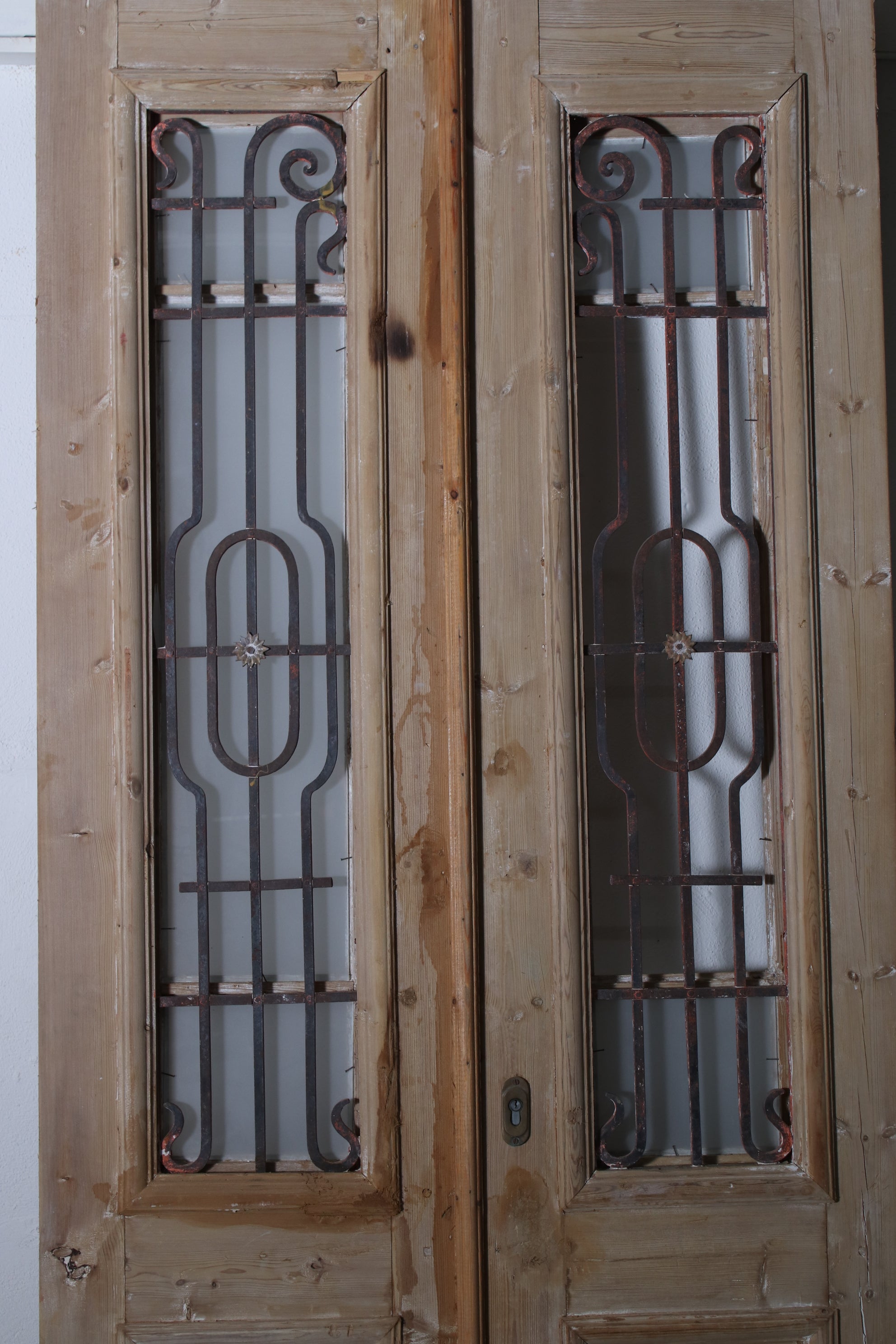 VINTAGE DBL GLASS METAL FRENCH DOOR L118