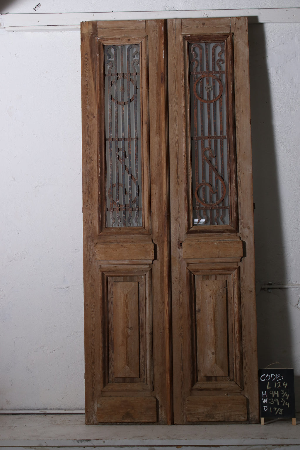 Vintage Double French Doors (with Glass and Metal) - L124