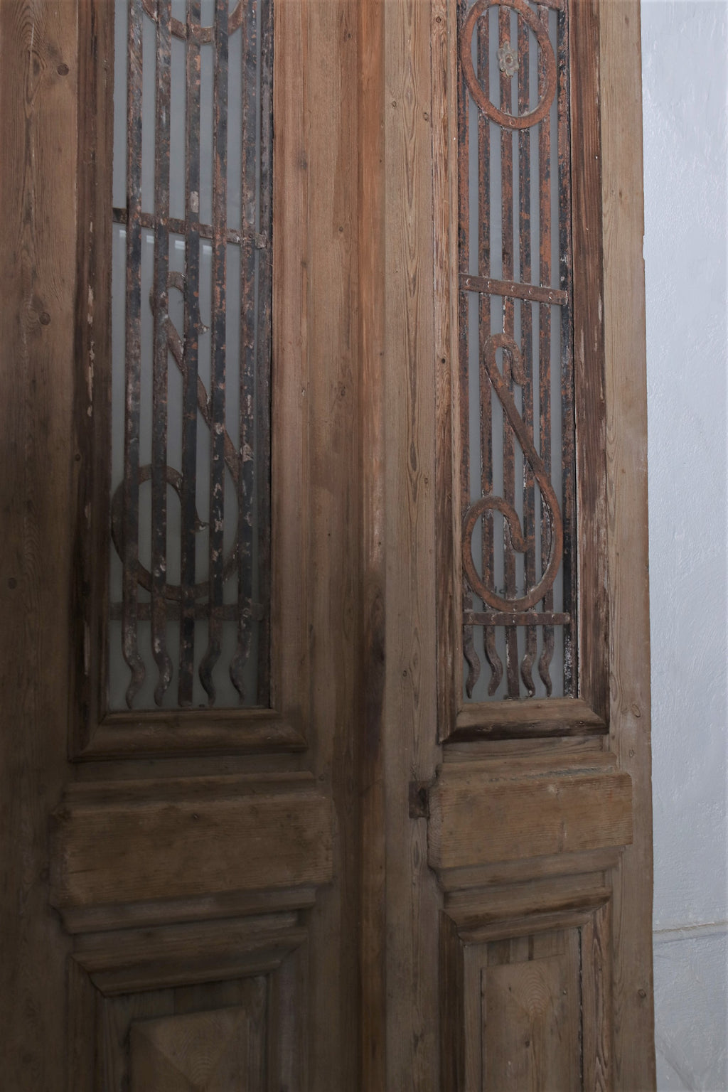 Vintage Double French Doors (with Glass and Metal) - L124