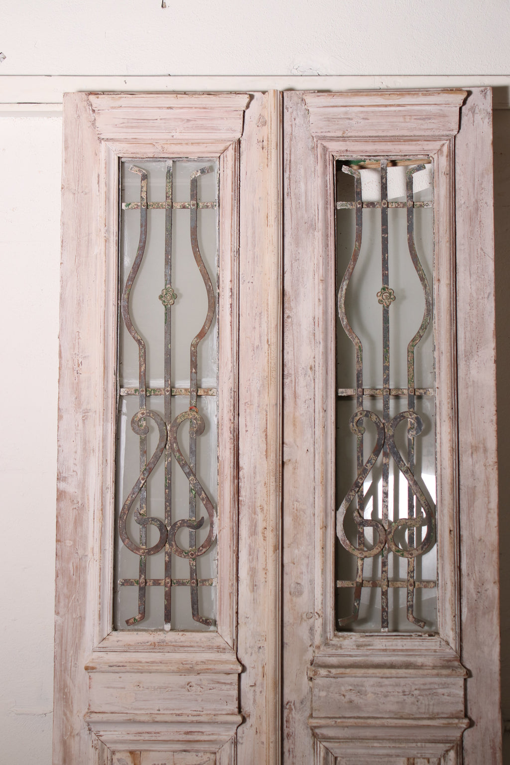 Vintage Double French Doors (with Glass and Metal) - L208
