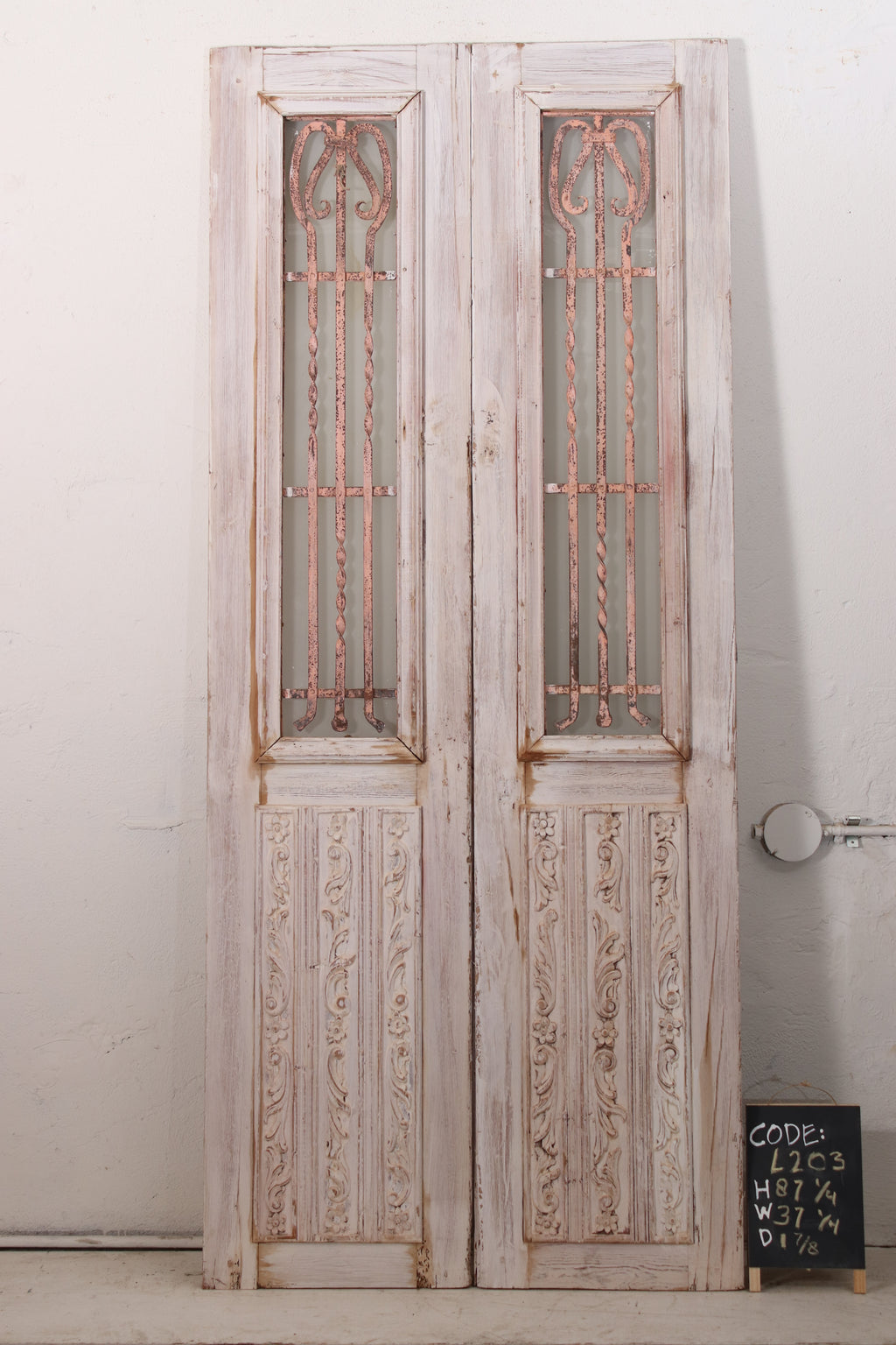 Vintage Double French Doors (with Glass and Metal) - L203