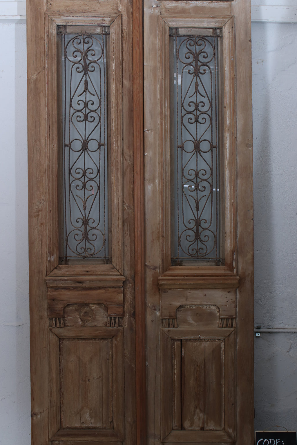 Vintage Double French Glass and Metal Doors – 102" H x 44" W – L166