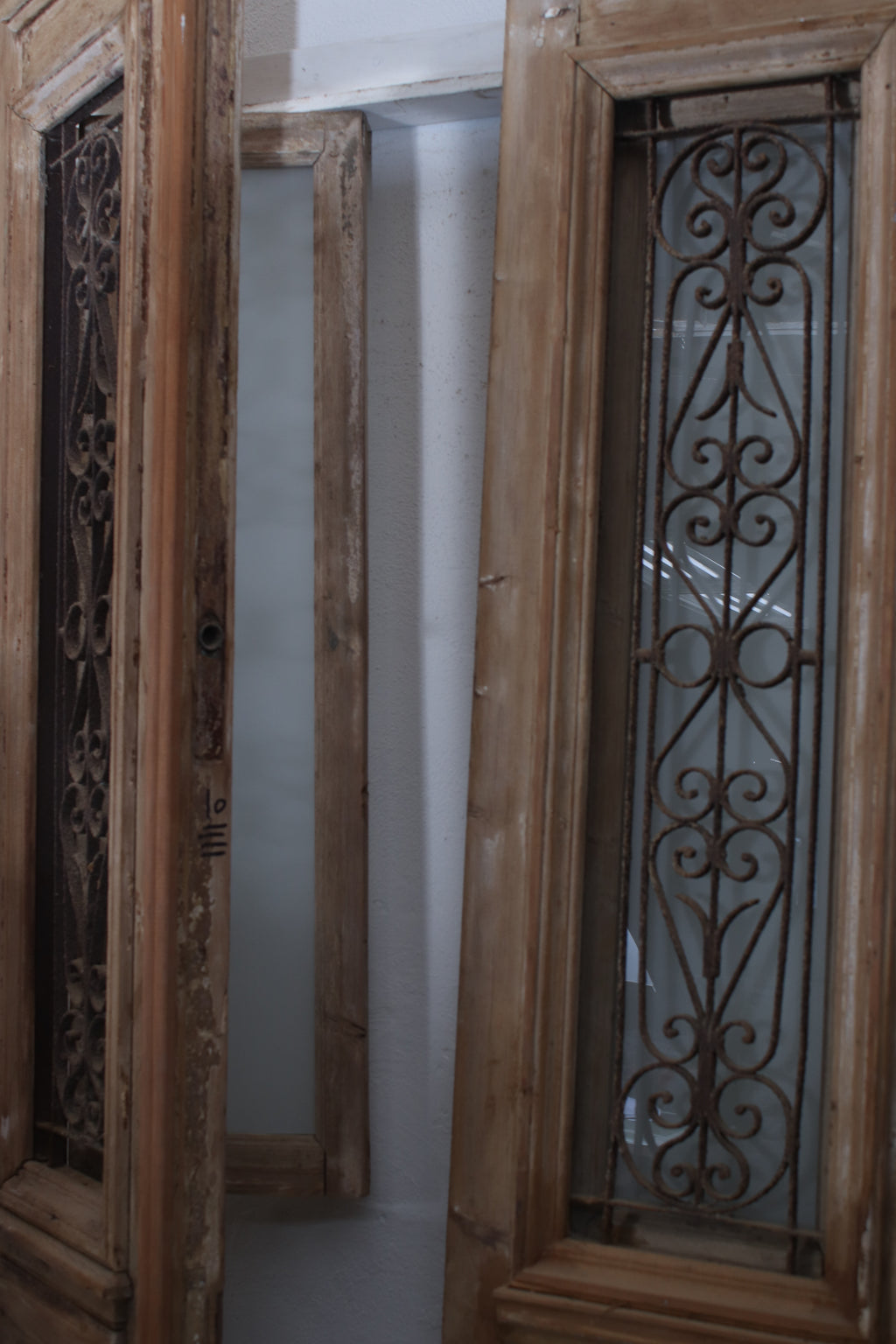 Vintage Double French Glass and Metal Doors – 102" H x 44" W – L166