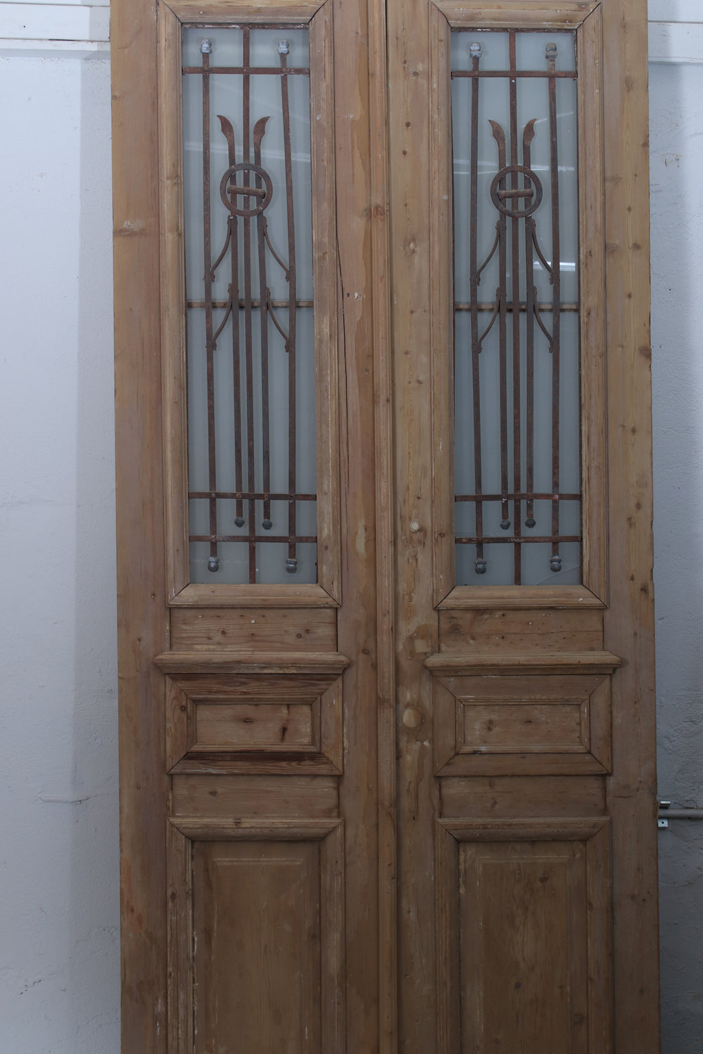 Vintage Double French Glass and Metal Doors – 101.25" H x 43.5" W – L163