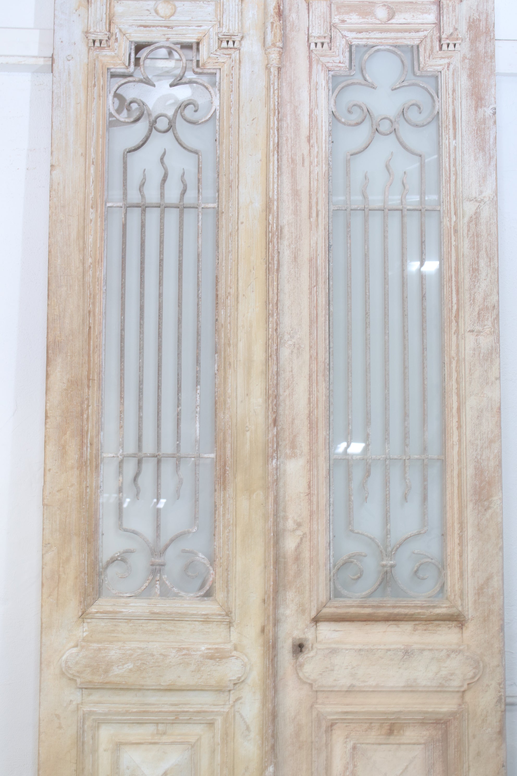 VINTAGE DBL FRENCH METAL GLASS DOOR L159