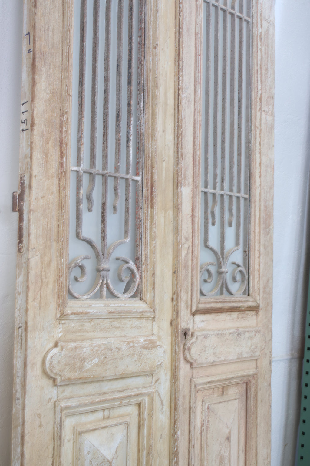 Vintage Double French Glass and Metal Doors – 101" H x 43.25" W – L159