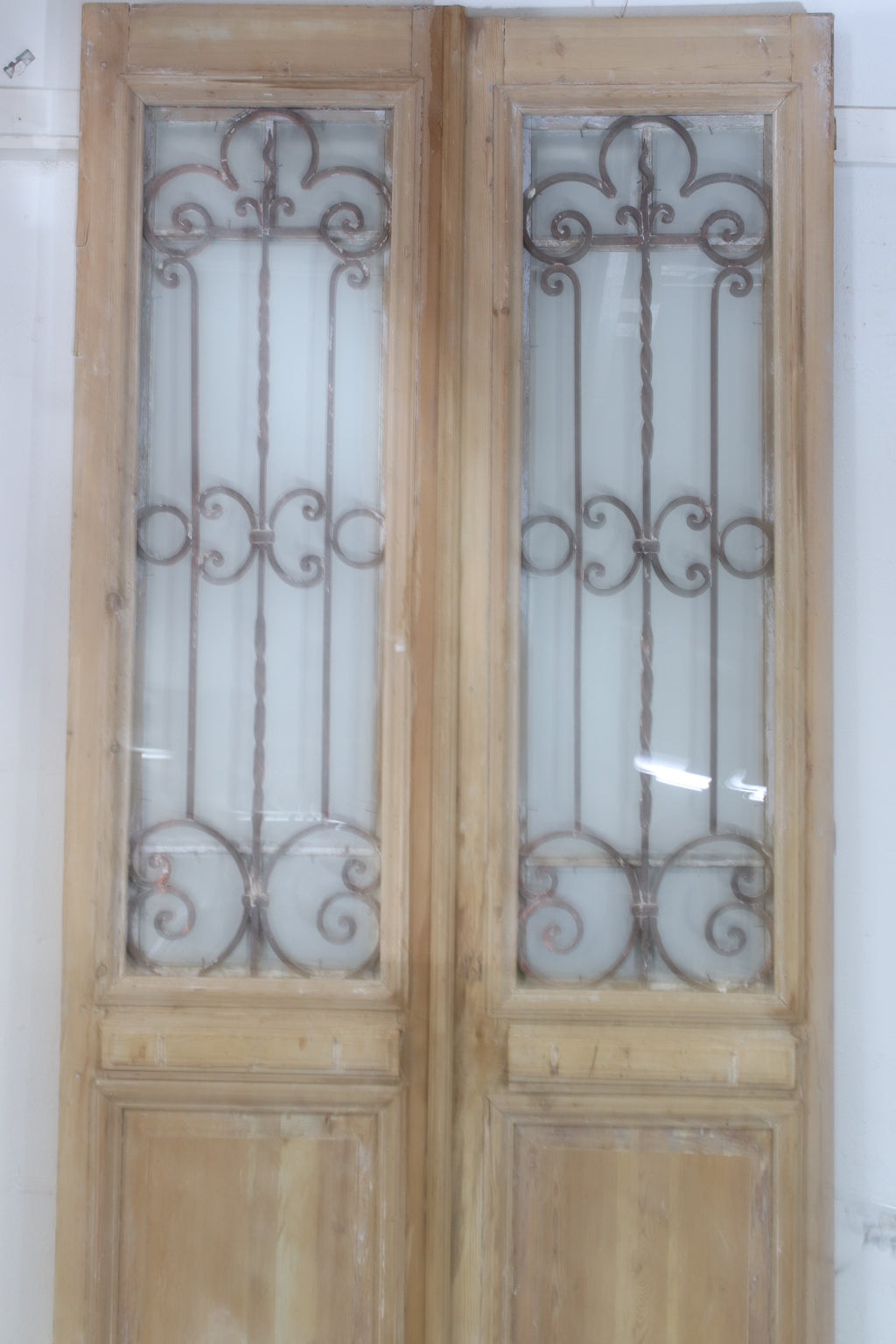 Vintage Double French Glass and Metal Doors – 102" H x 44" W – L153