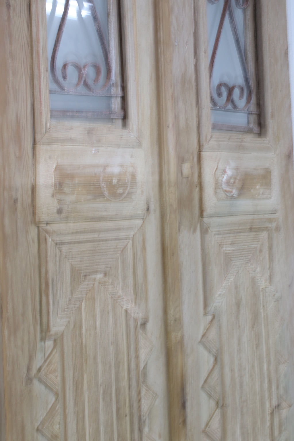 Vintage Double French Glass and Metal Doors – 101.5" H x 40.25" W – L152