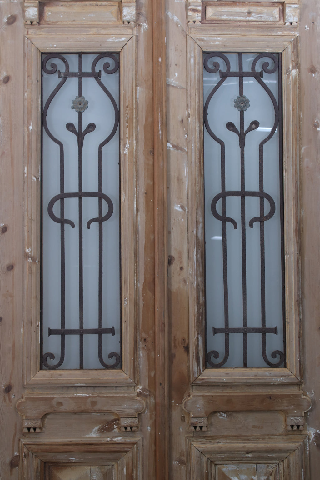 Vintage Double French Glass and Metal Doors – 99.25" H x 47.5" W – L139