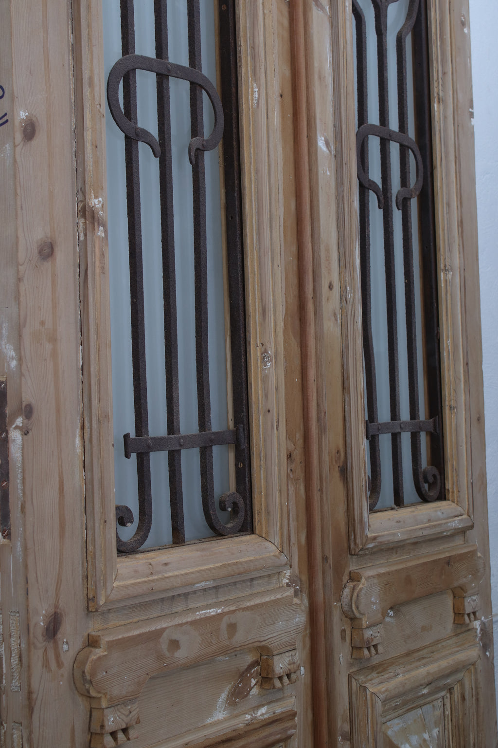 Vintage Double French Glass and Metal Doors – 99.25" H x 47.5" W – L139