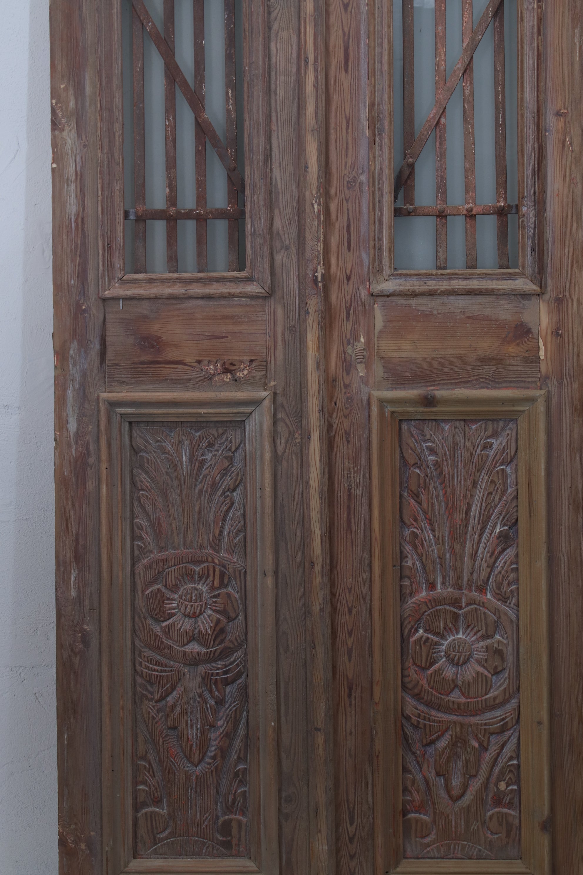 VINTAGE DBL FRENCH METAL GLASS DOOR L201.5