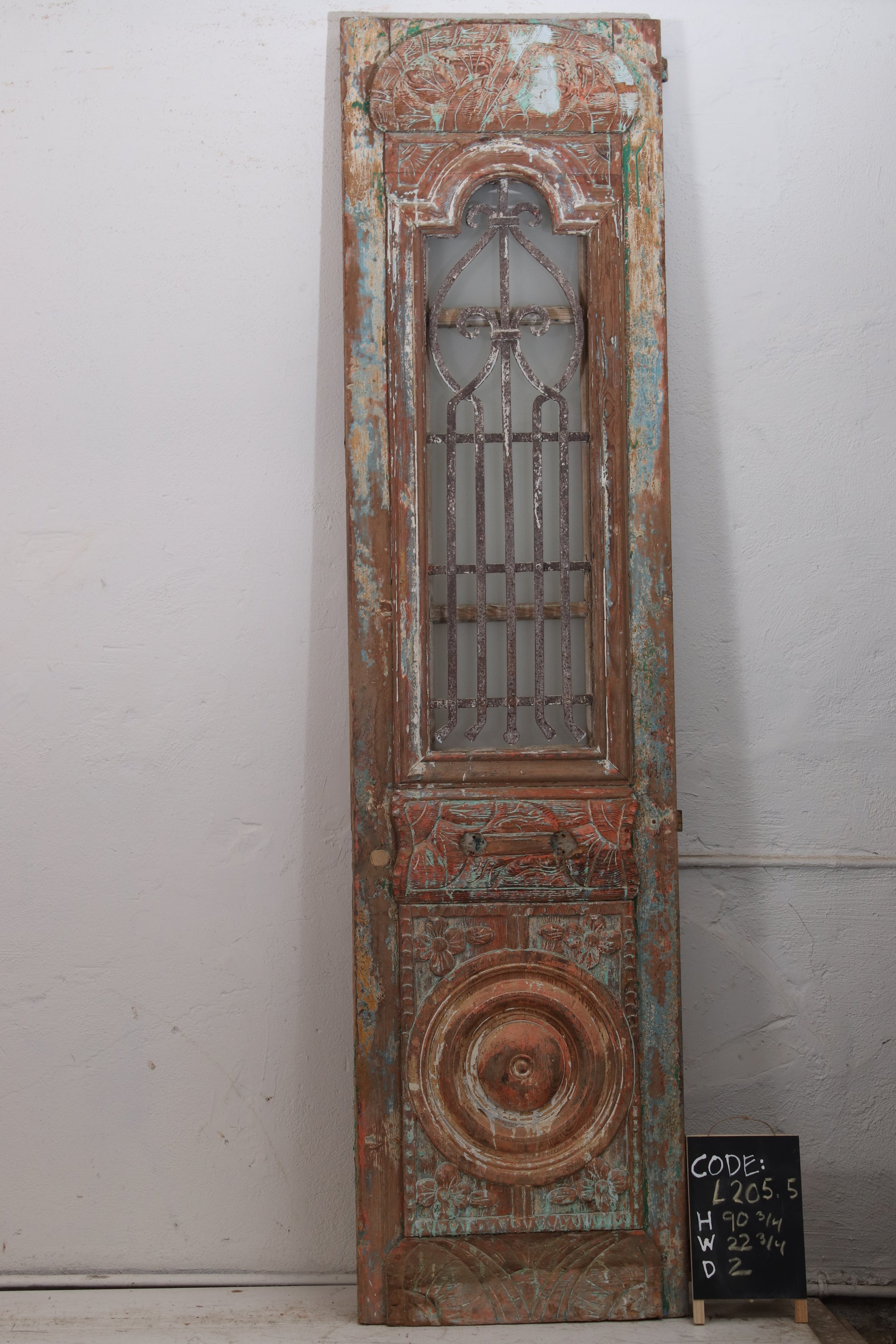 VINTAGE SINGLE GLASS METAL DOOR L205.5