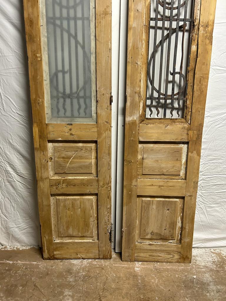 VINTAGE DBL FRENCH METAL GLASS DOOR L143