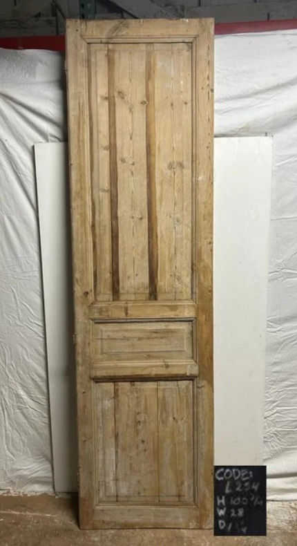 Vintage Single French Solid Wood Door – 100.75" H x 28" W – L254