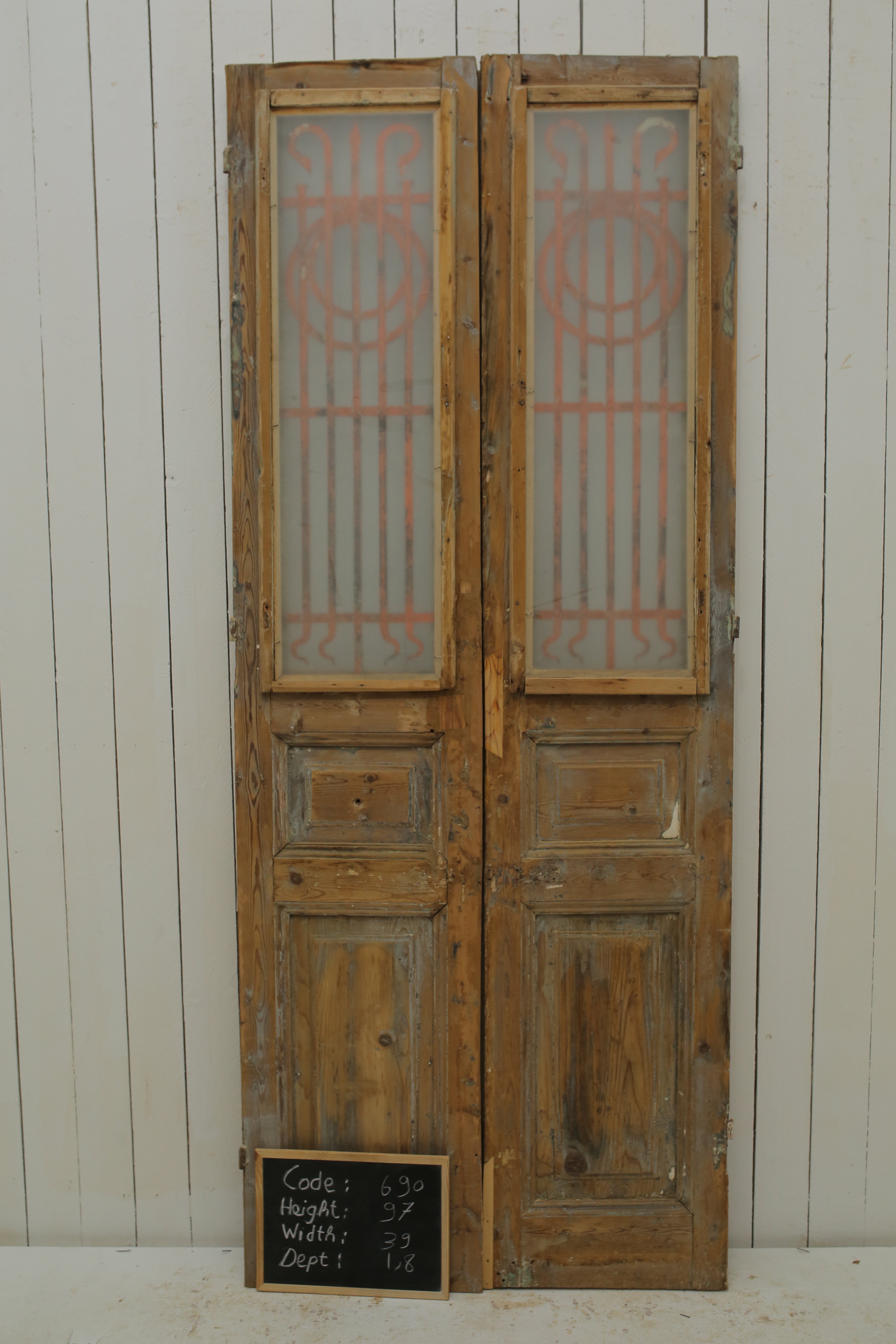 VINTAGE DBL FRENCH METAL DOOR A690