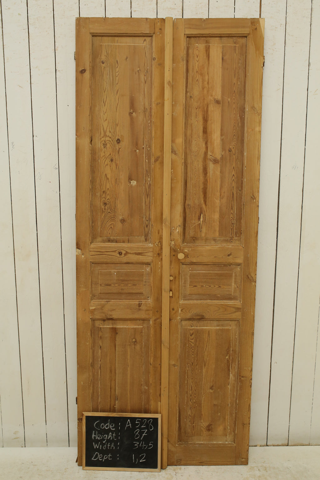 Vintage Double French Solid Wood Doors – 87" H x 34.5" W – A528