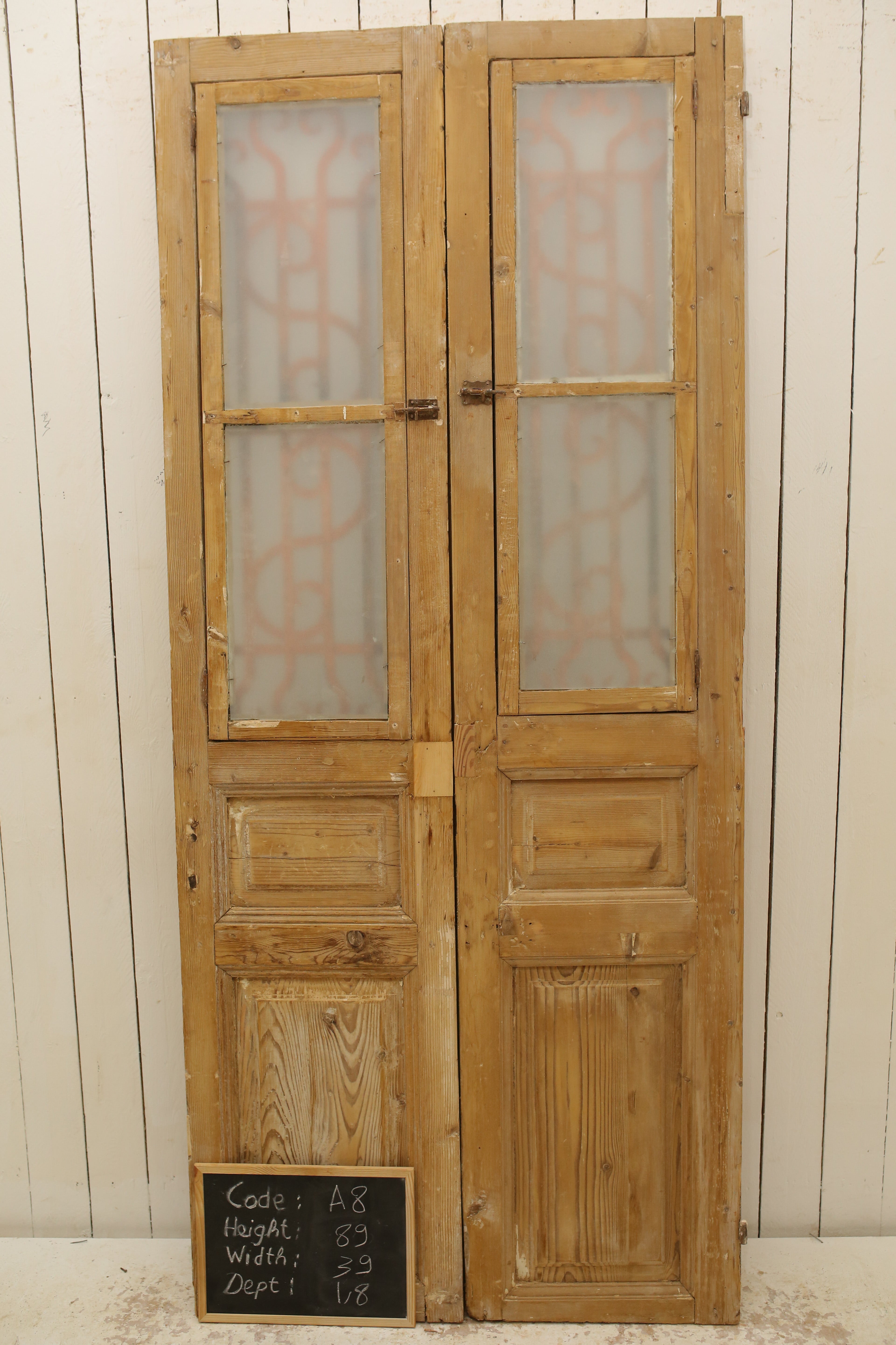 VINTAGE DBL FRENCH METAL DOOR A8
