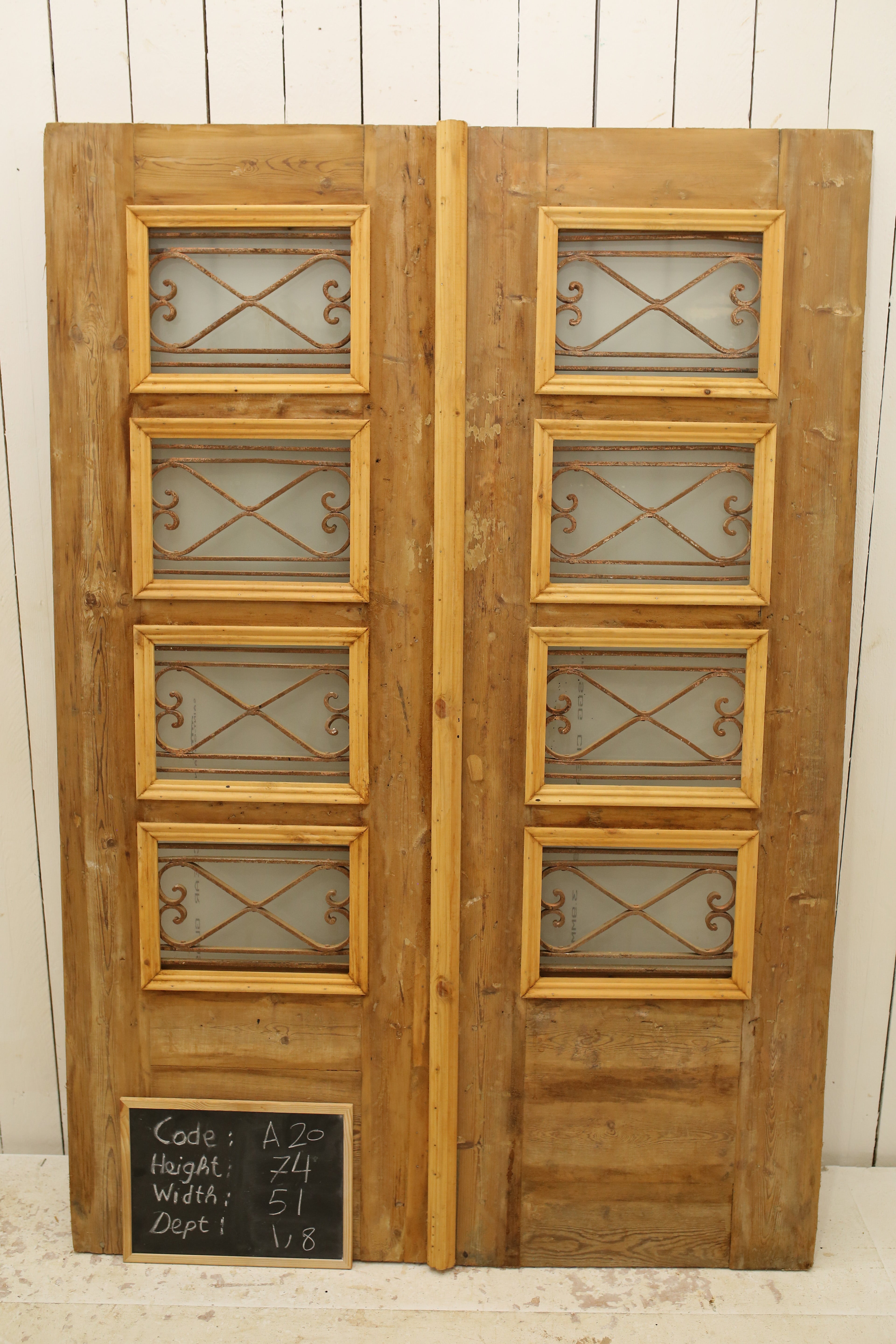 VINTAGE DBL FRENCH METAL DOOR A20