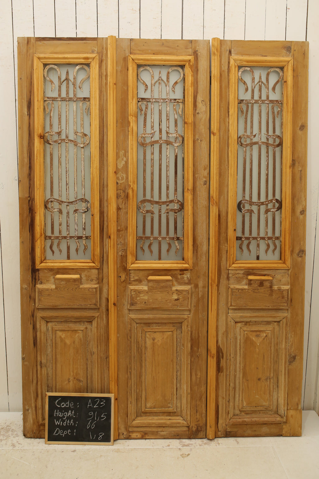 Vintage Double French Doors (with Metal) - A23