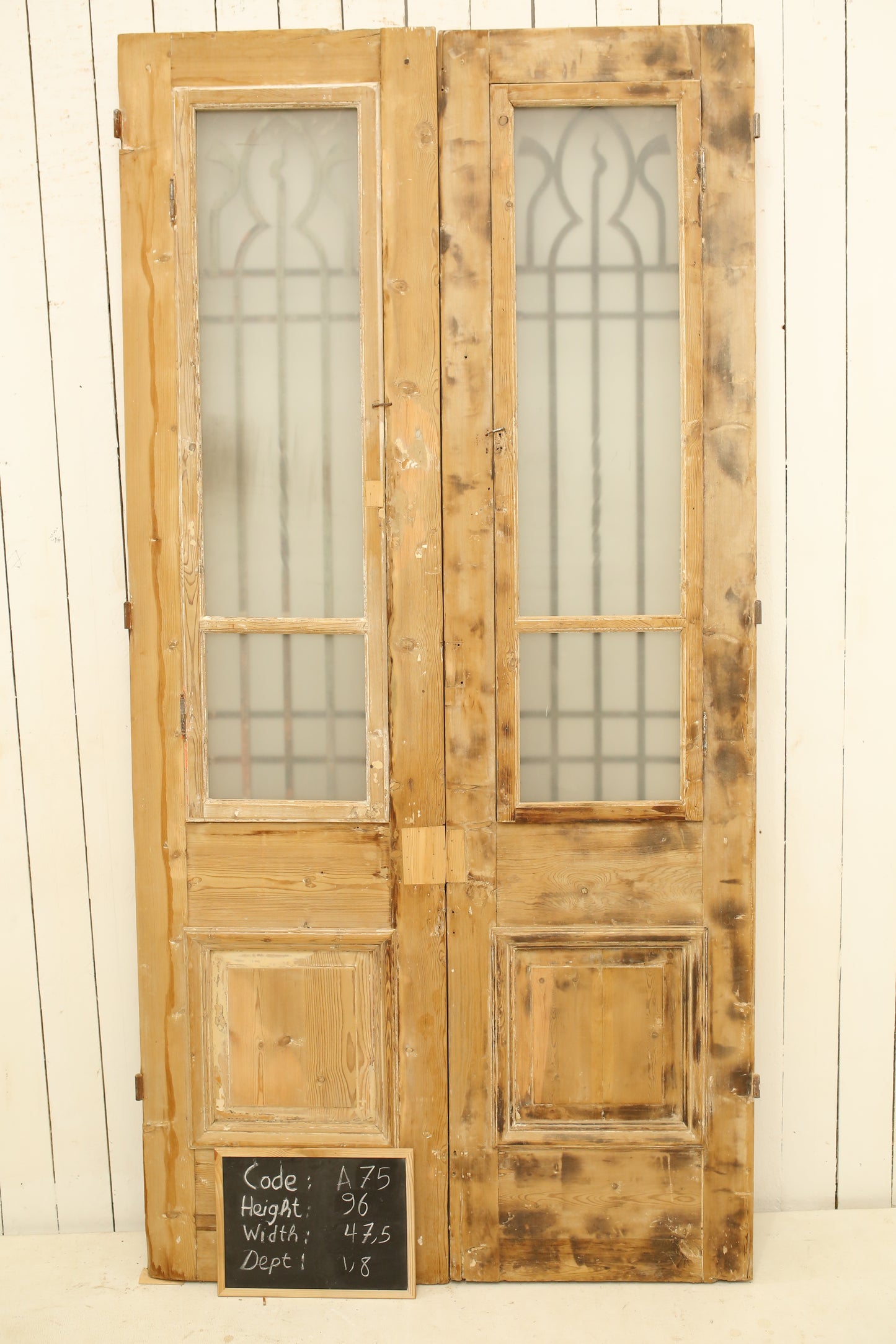 VINTAGE DBL FRENCH METAL DOOR A75