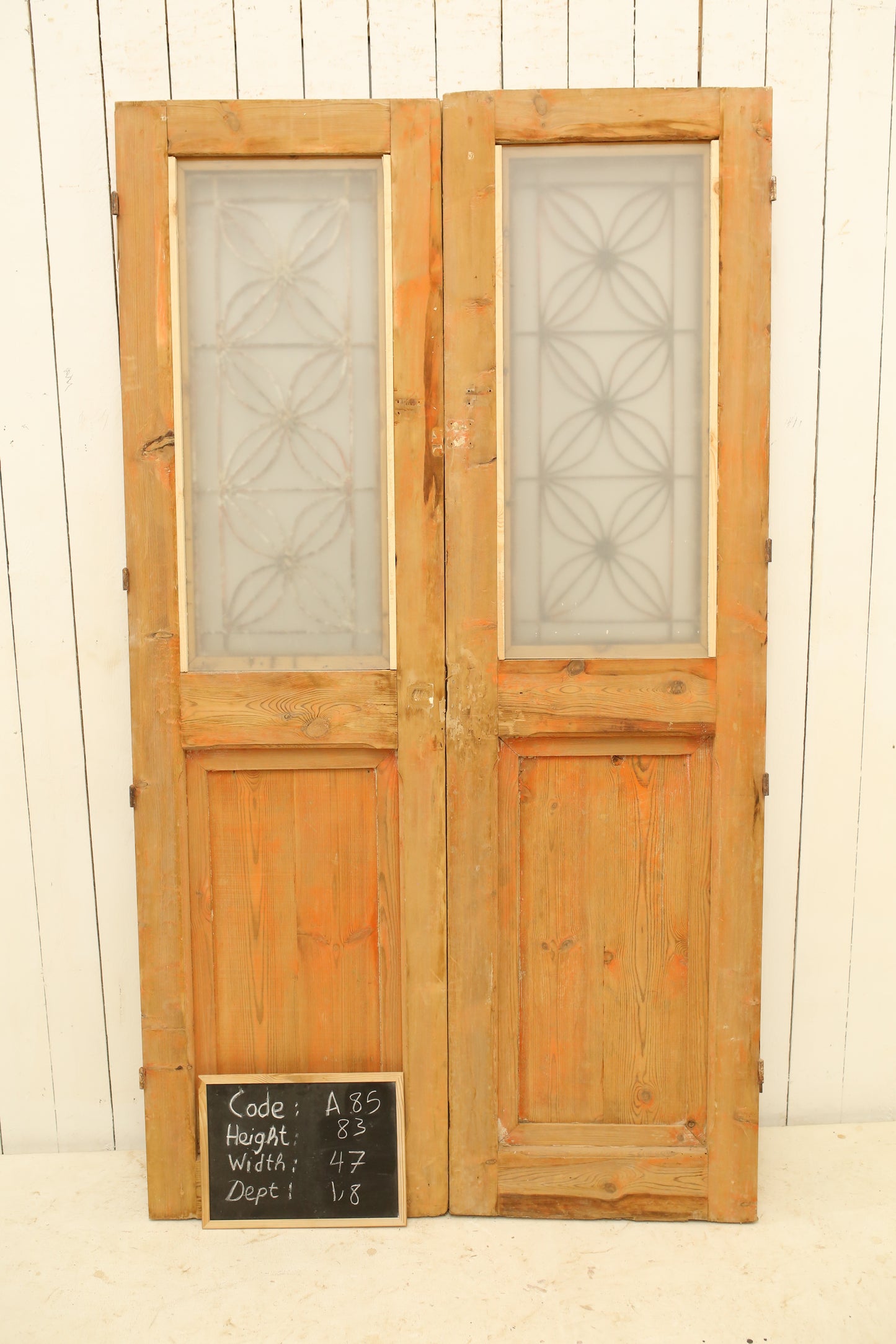 VINTAGE DBL FRENCH METAL DOOR A85