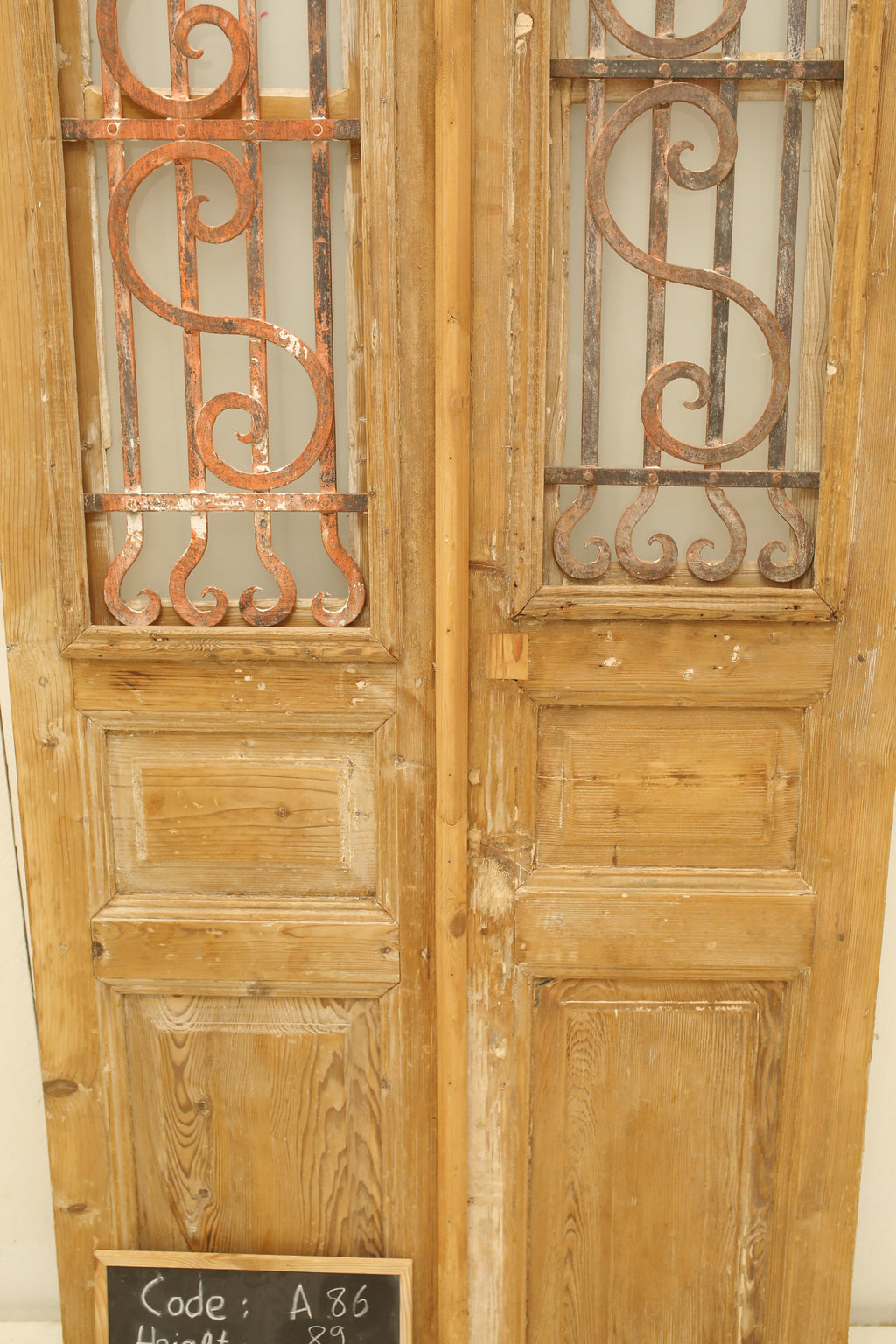 Vintage Double French Glass and Metal Doors – 89" H x 39.5" W – A86