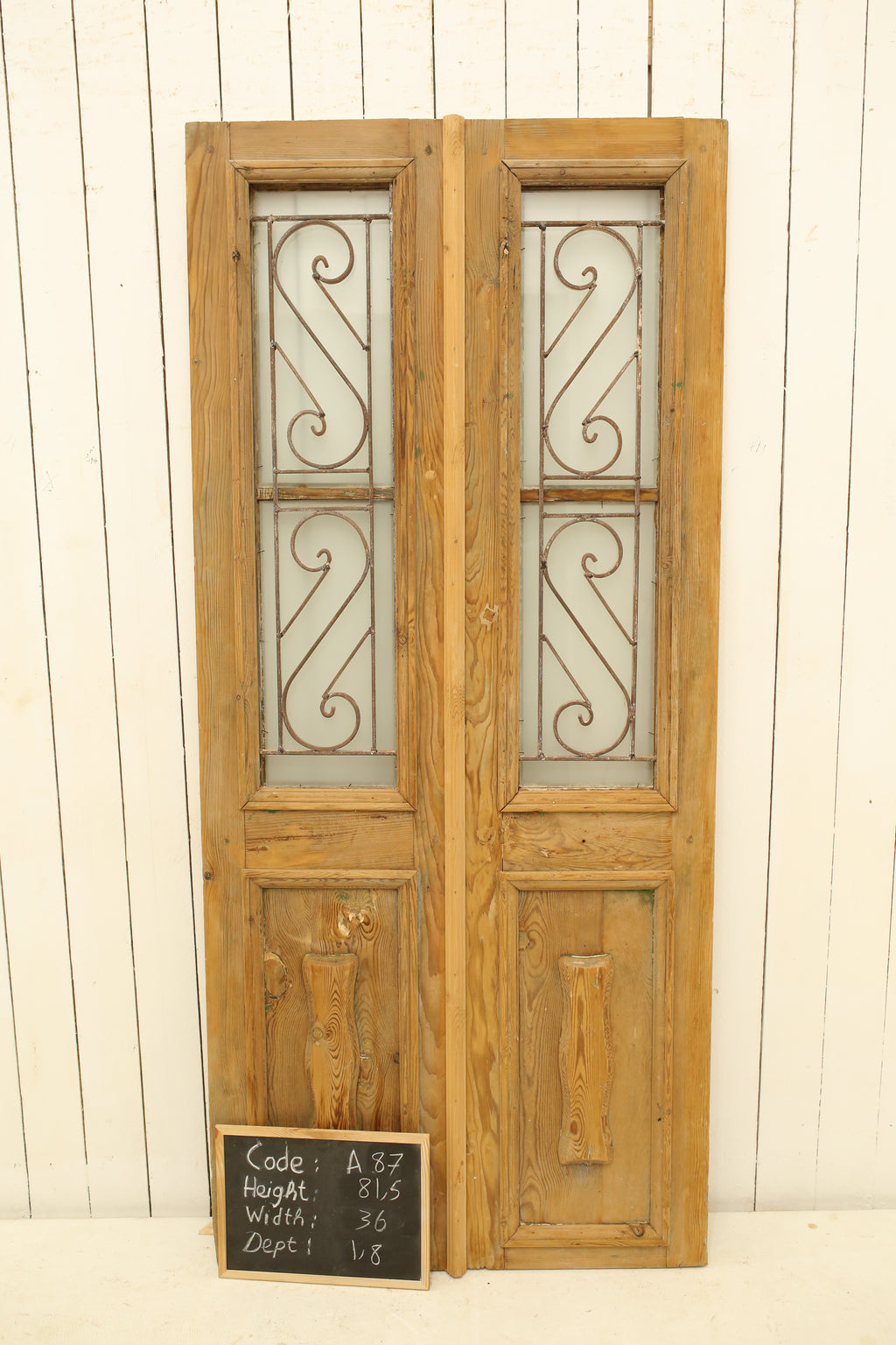 Vintage Double French Doors (with Metal) - A87