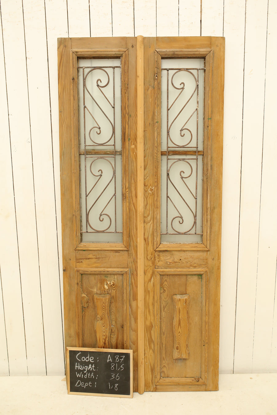 Vintage Double French Glass and Metal Doors – 81.5" H x 36" W – A87