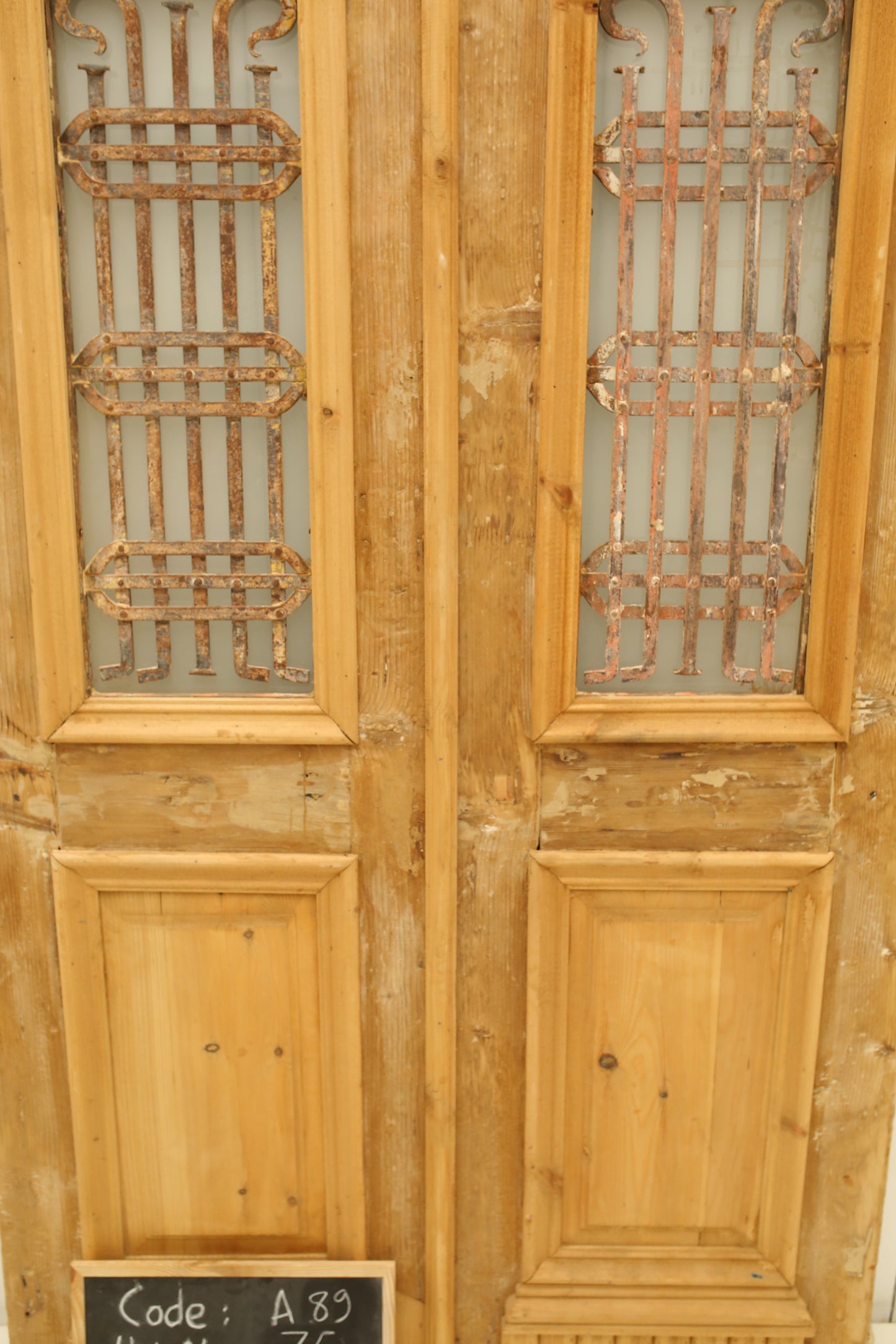 VINTAGE DBL FRENCH METAL DOOR A89