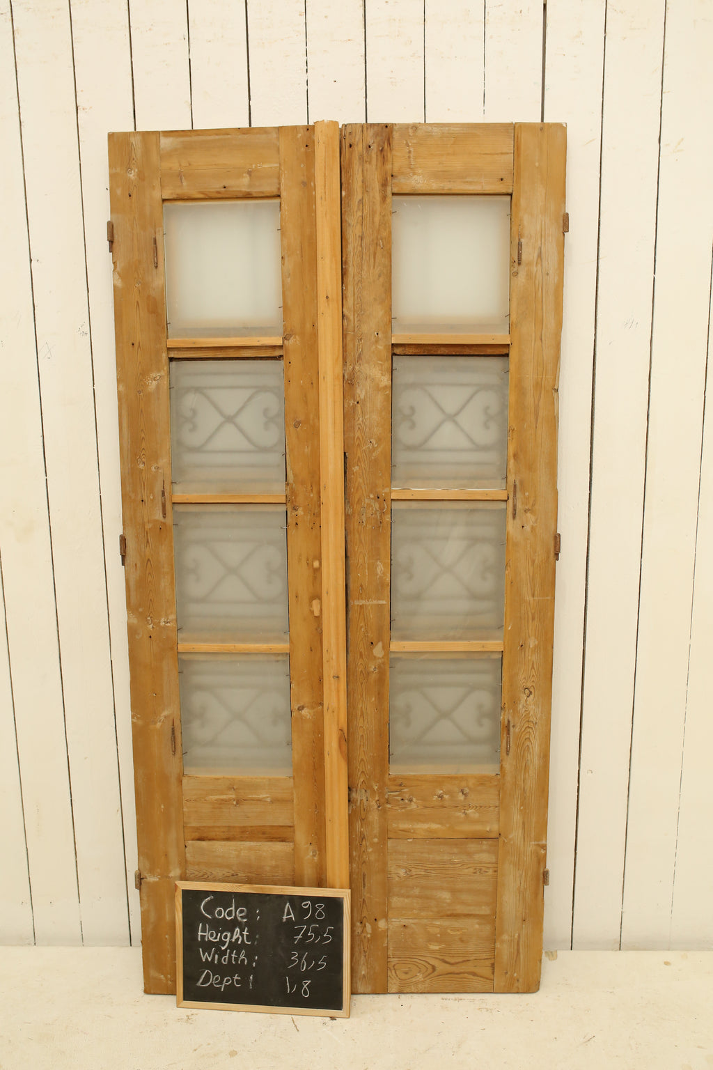 Vintage Double French Glass and Metal Doors – 75.5" H x 36.5" W – A98