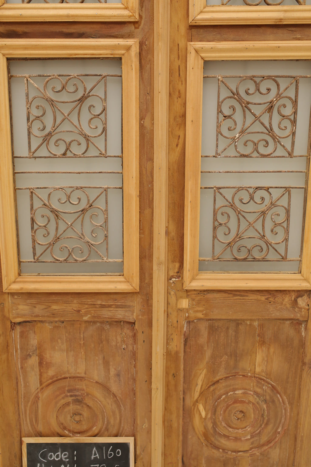 Vintage Double French Glass and Metal Doors – 79.5" H x 44.5" W – A160