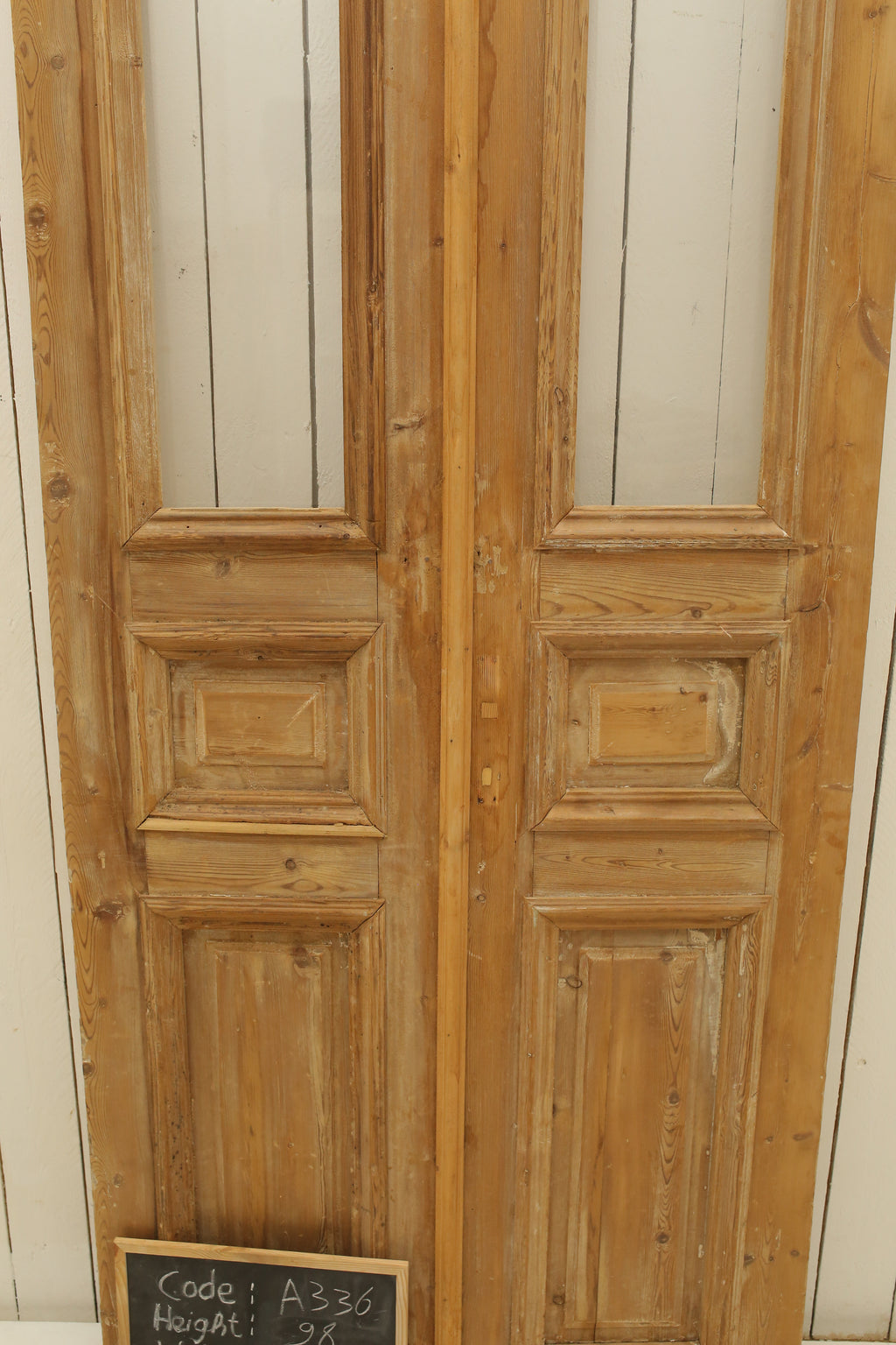 Vintage Double French Glass Doors – 98" H x 32" W – A336