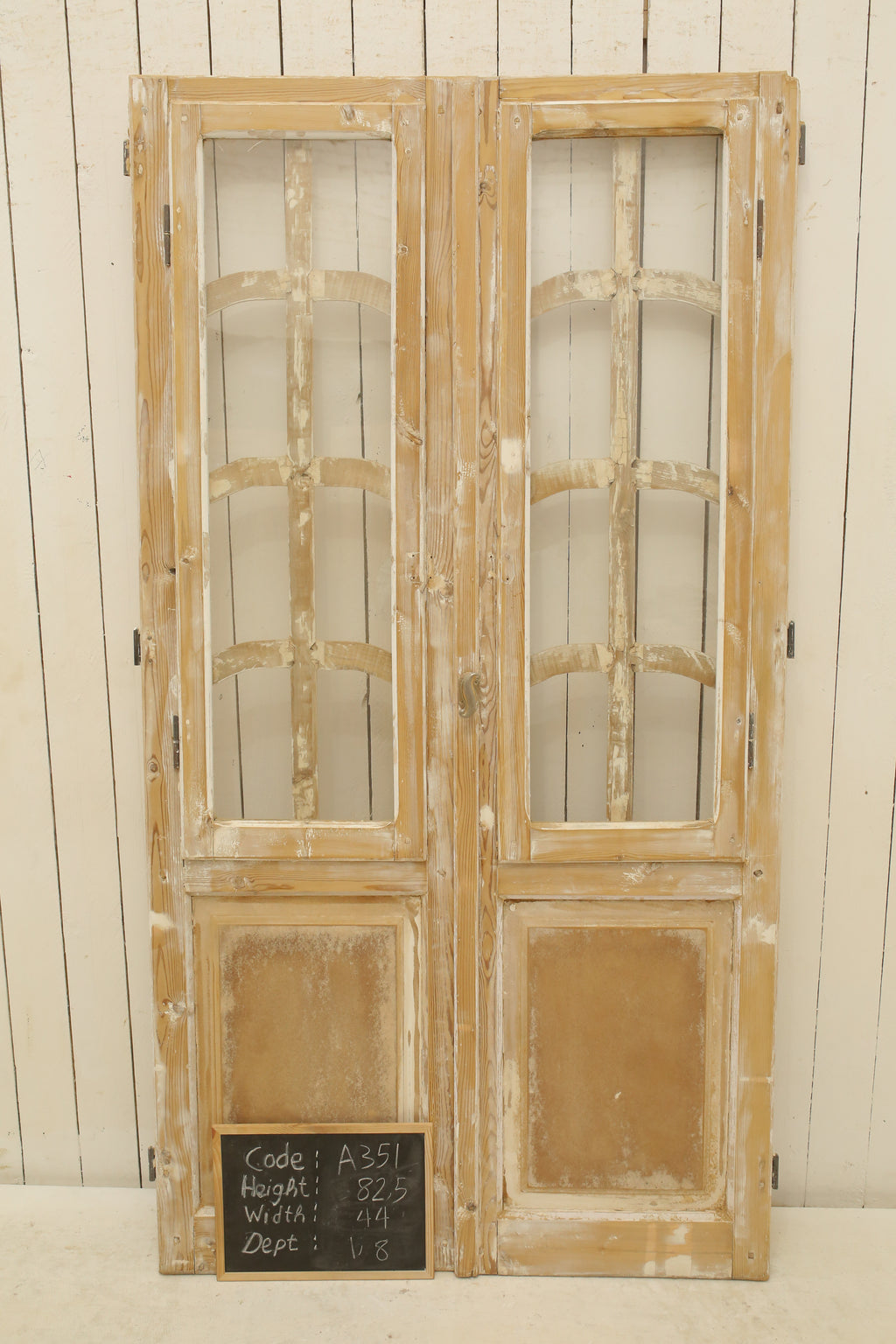 Vintage Double French Glass Doors – 82.5" H x 44" W – A351