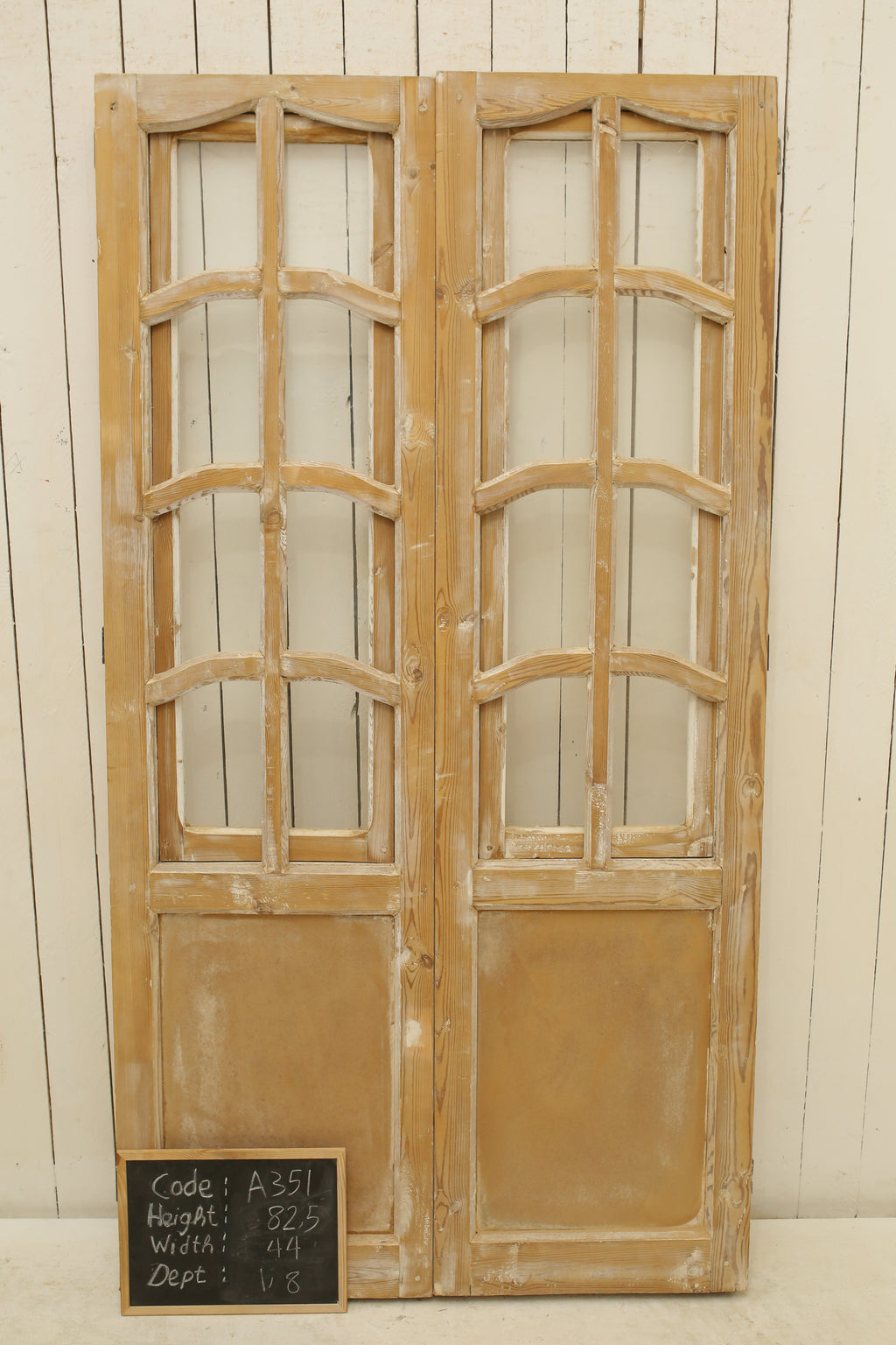 Vintage Double French Glass Doors – 82.5" H x 44" W – A351